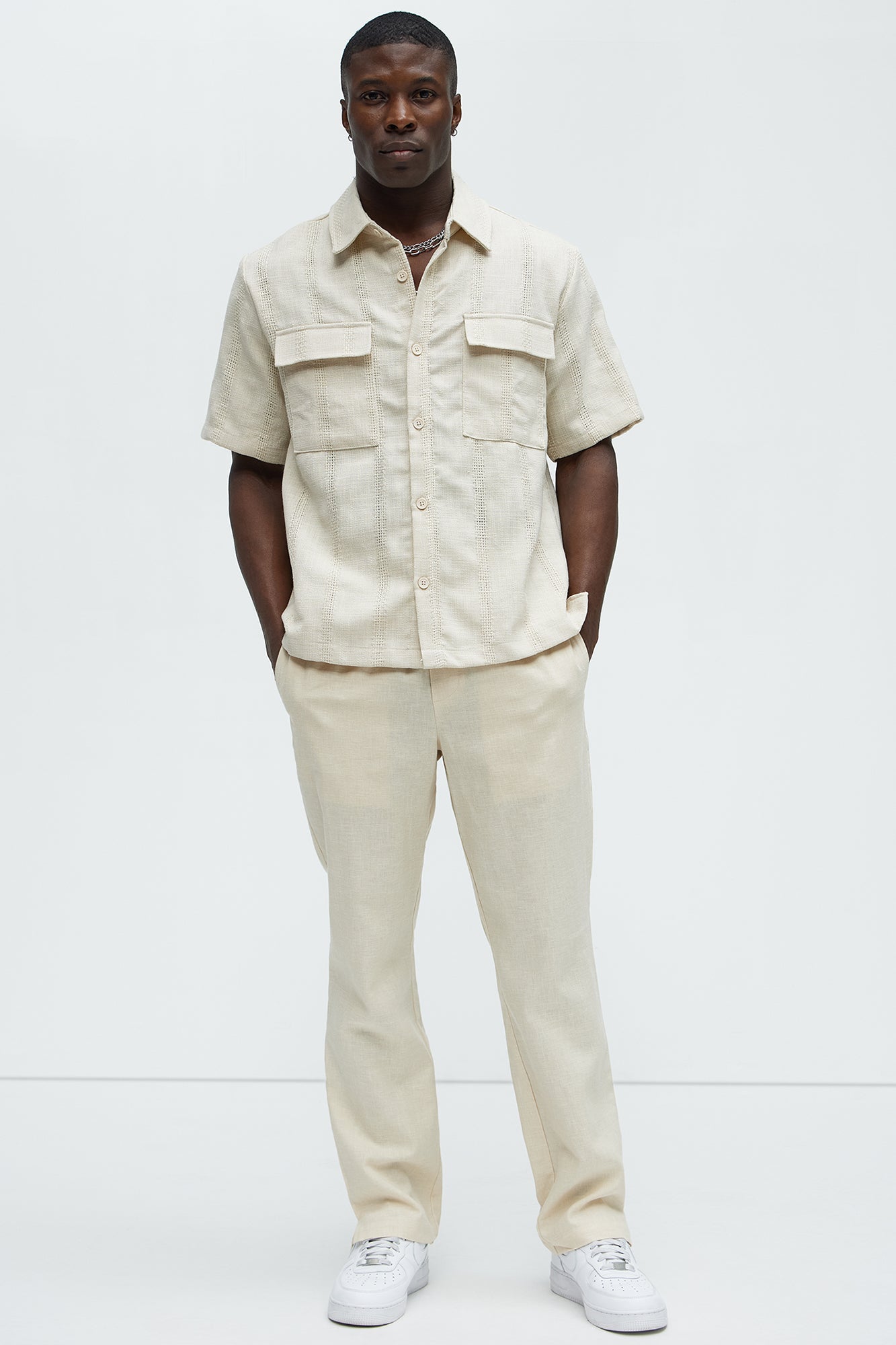 Bahamas Linen Slim Pull On Pants - Khaki - Image 3