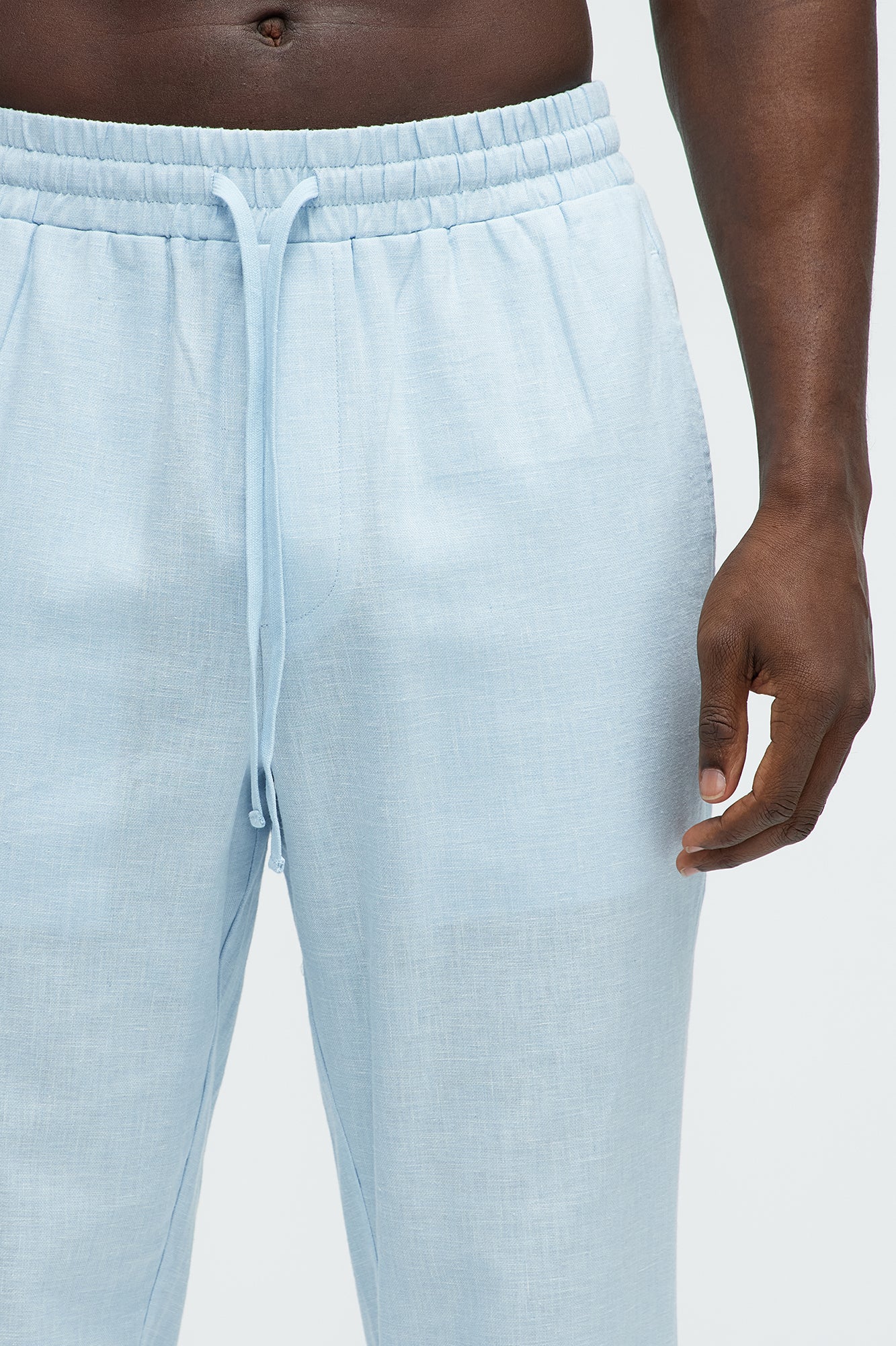 Bahamas Linen Slim Pull On Pants - Light Blue - Image 4
