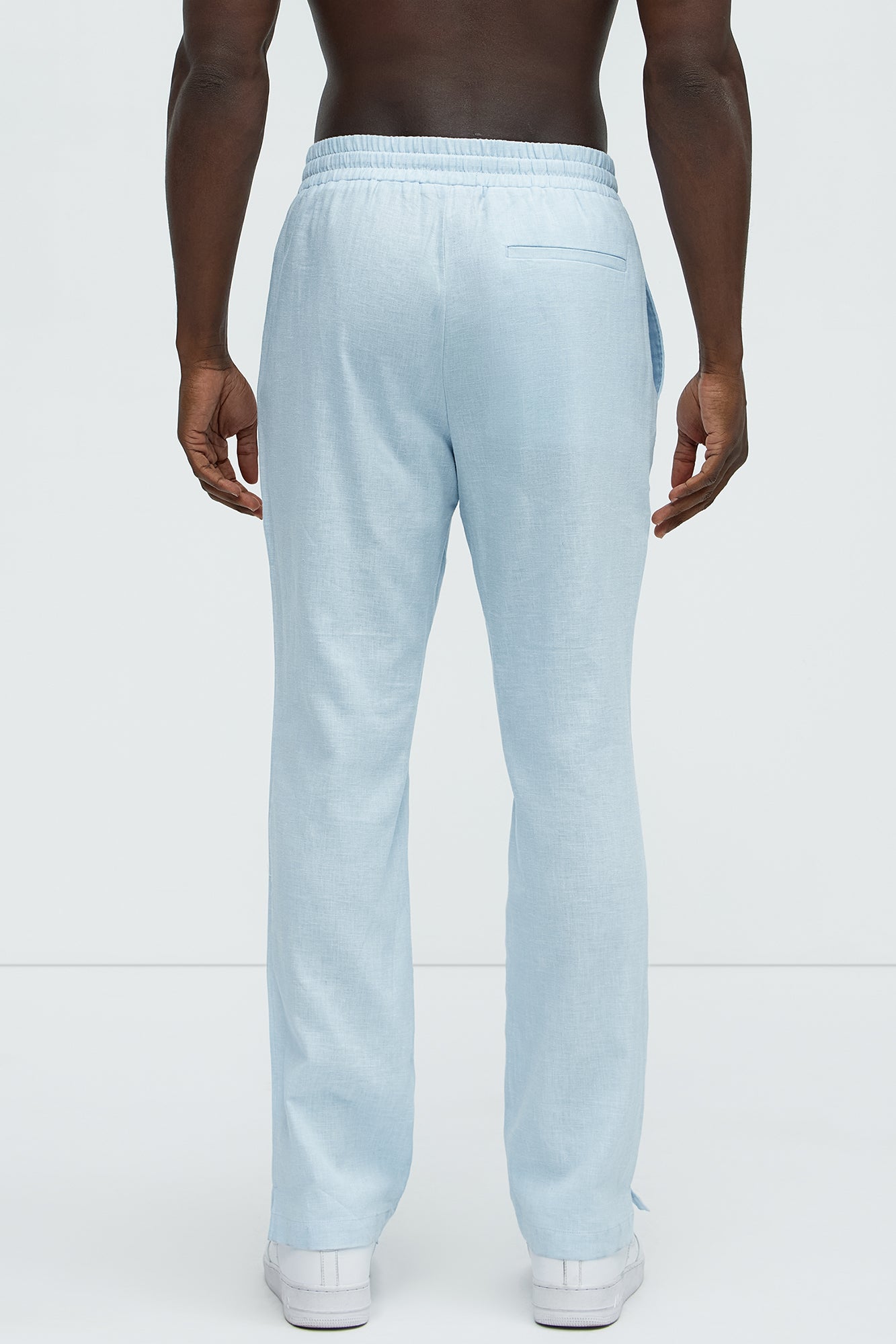 Bahamas Linen Slim Pull On Pants - Light Blue - Image 5