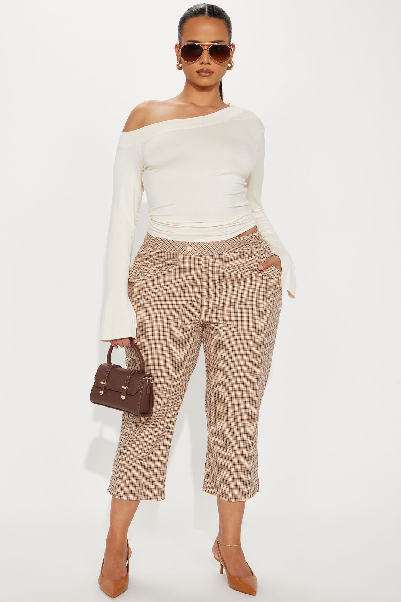 Natasha Plaid Capri Pant - Brown/combo - Image 4
