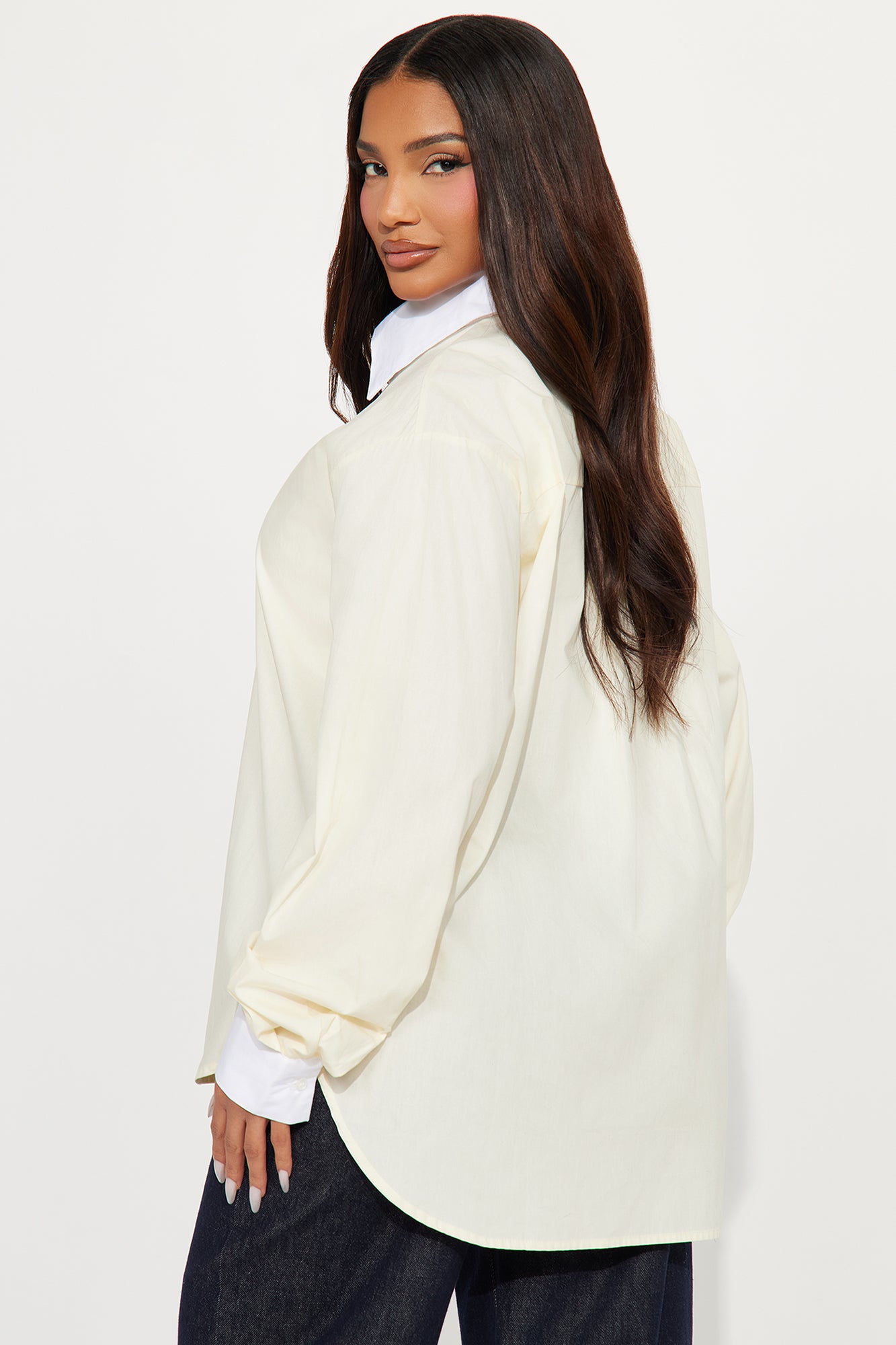 All Confidence Oversized Poplin Shirt - Butter Yellow - Image 3