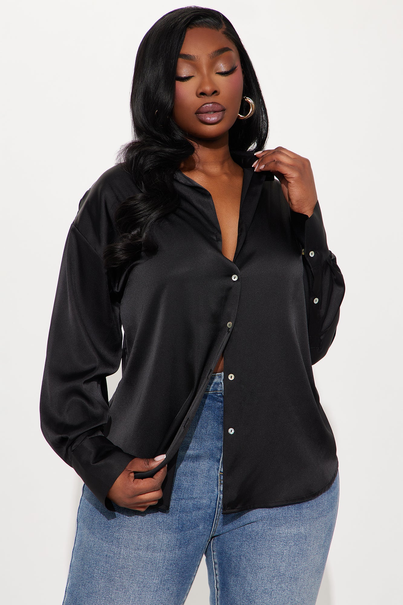 Bayside Chillin' Satin Shirt - Black - Image 4