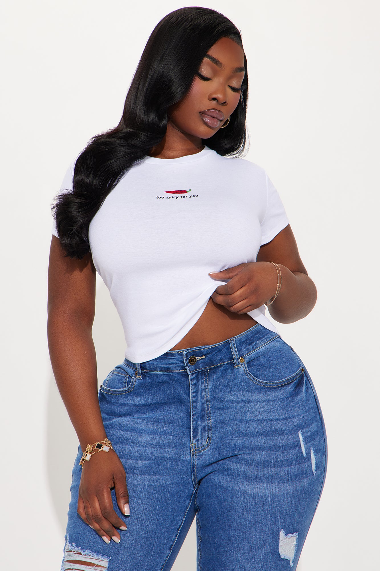 Too Spicy For You Baby Tee - White - Image 5