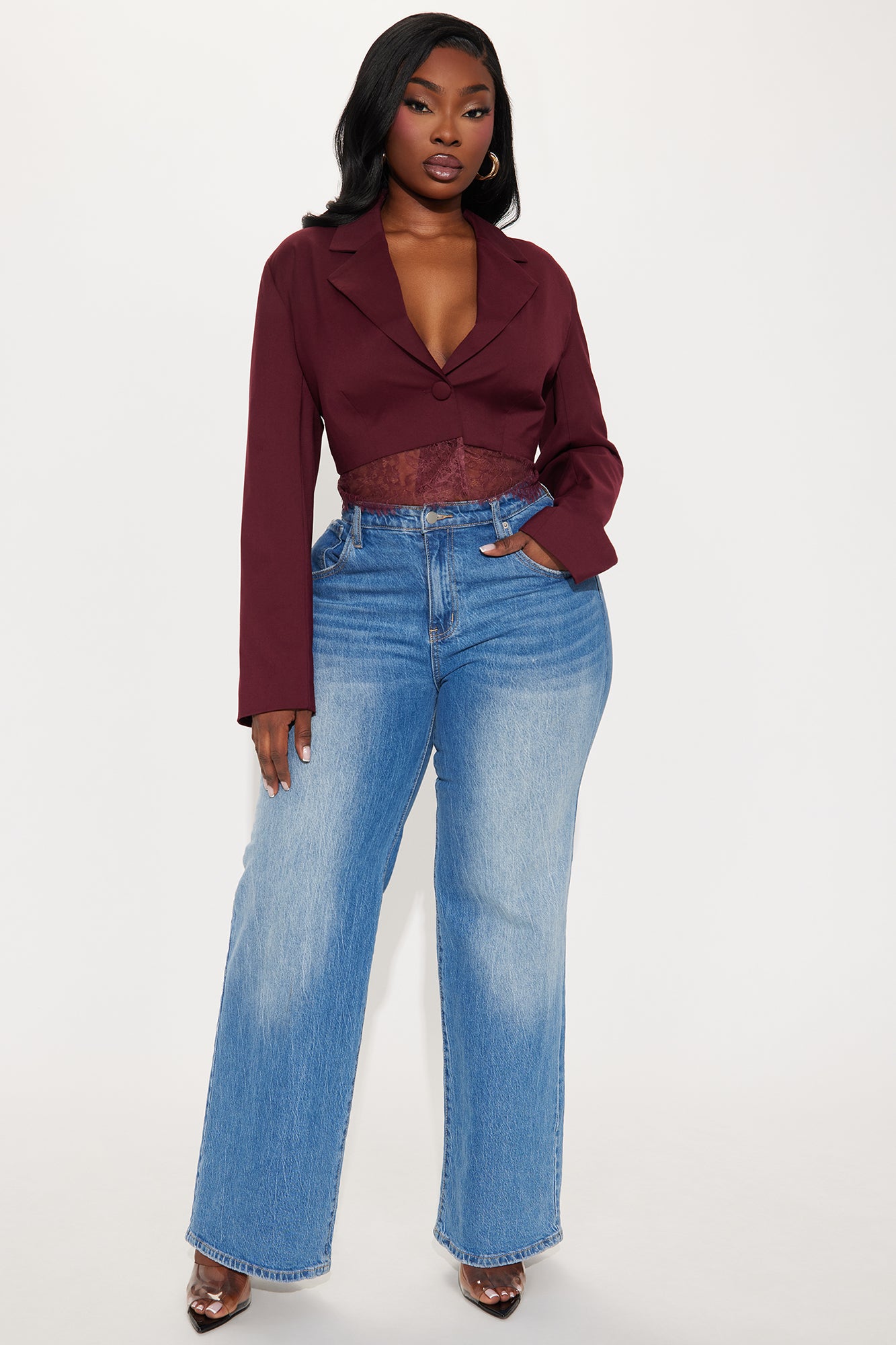 Show Me Lace Blazer - DarkRed - Image 5