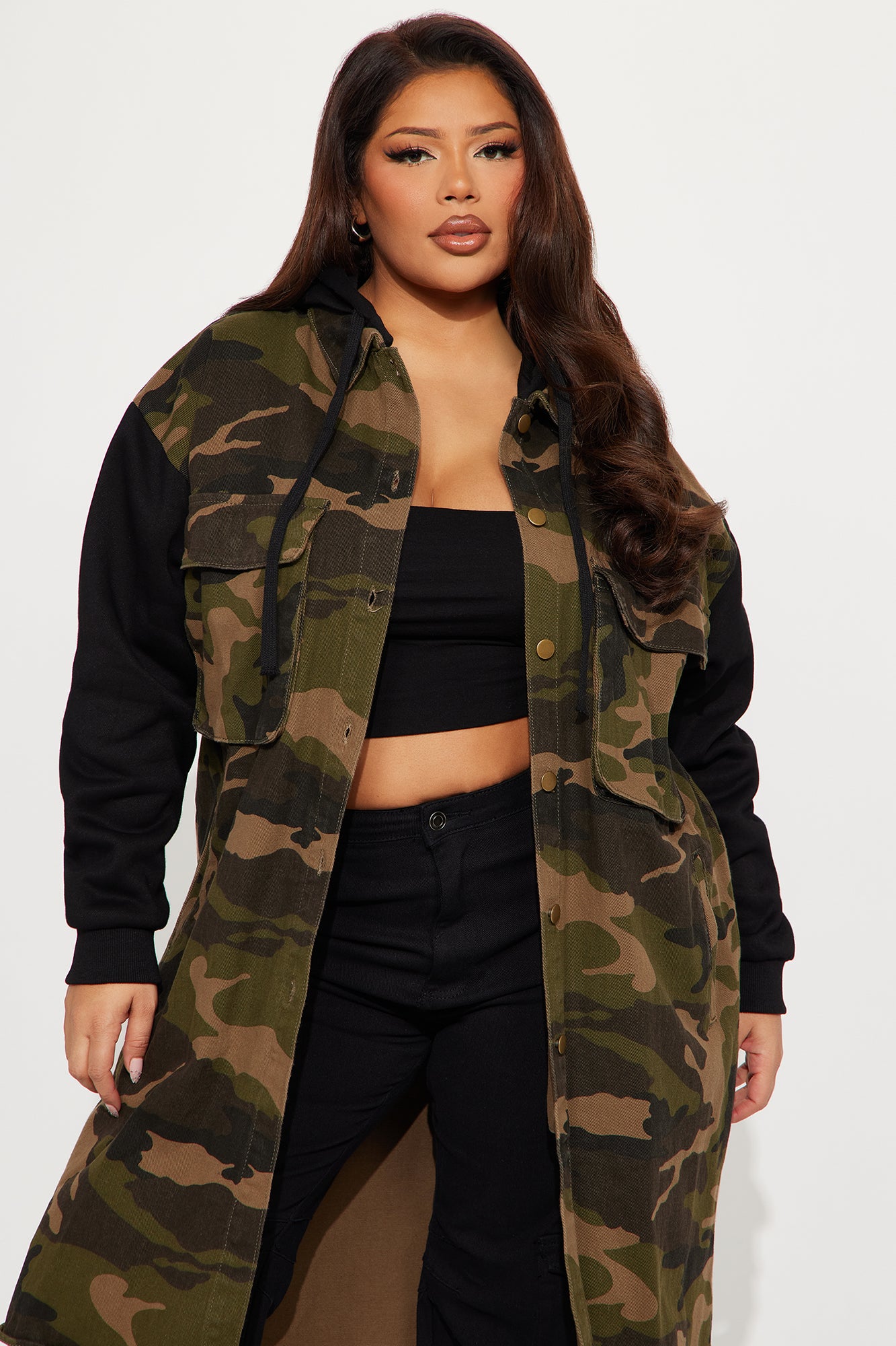 Millie Denim Camo Print Coat - Olive/combo - Image 5