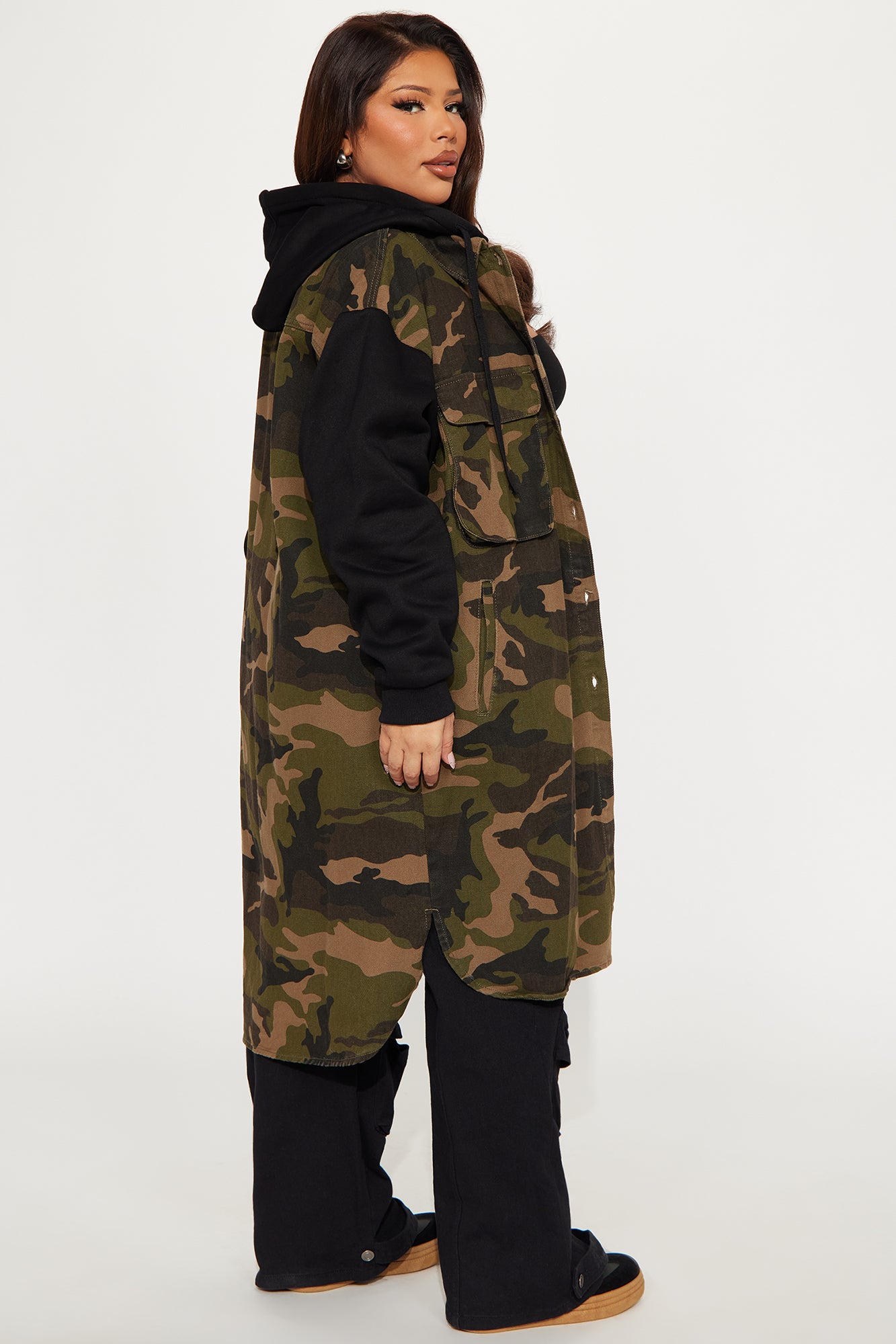 Millie Denim Camo Print Coat - Olive/combo - Image 6