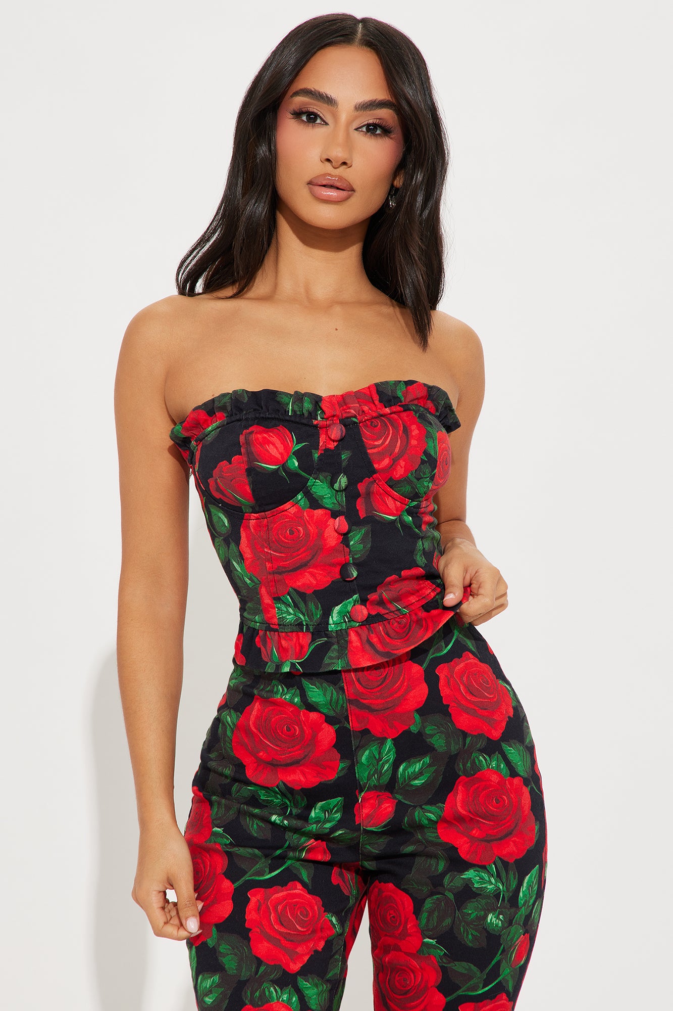 Timeless Rose Capri Pant Set - Red/combo - Image 3