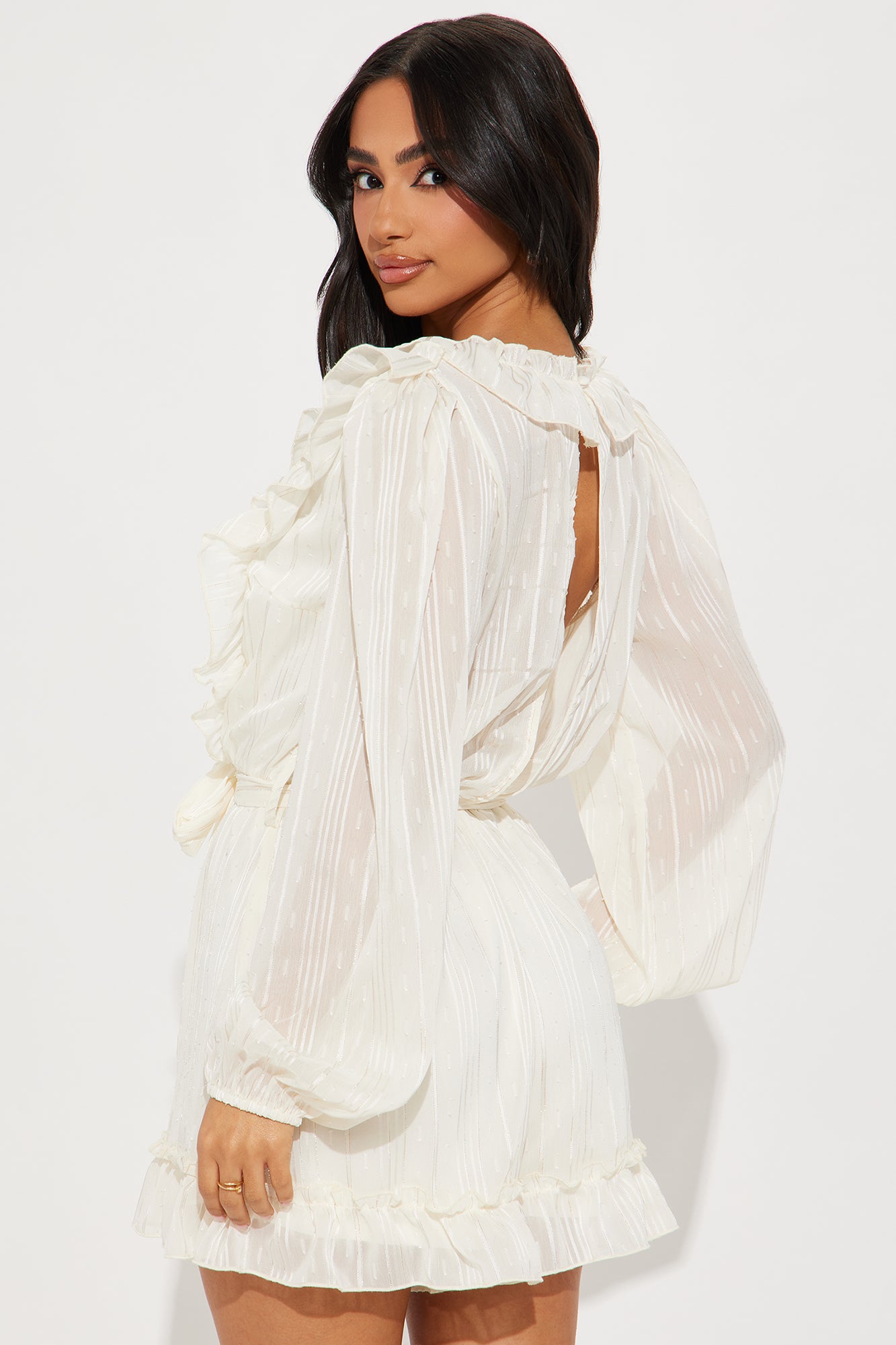 Roxanna Ruffle Romper - Cream - Image 3