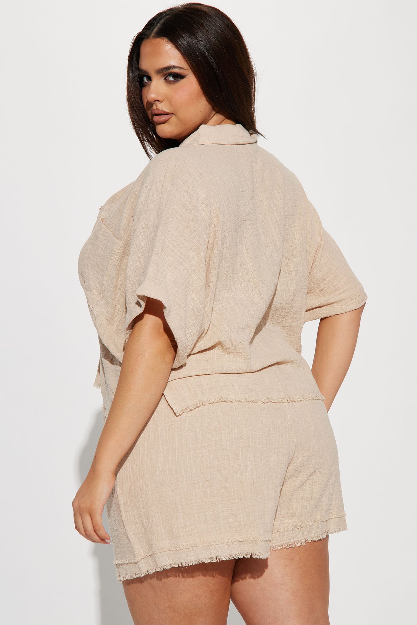 Easy Breezy Linen Short Set - Taupe - Image 7