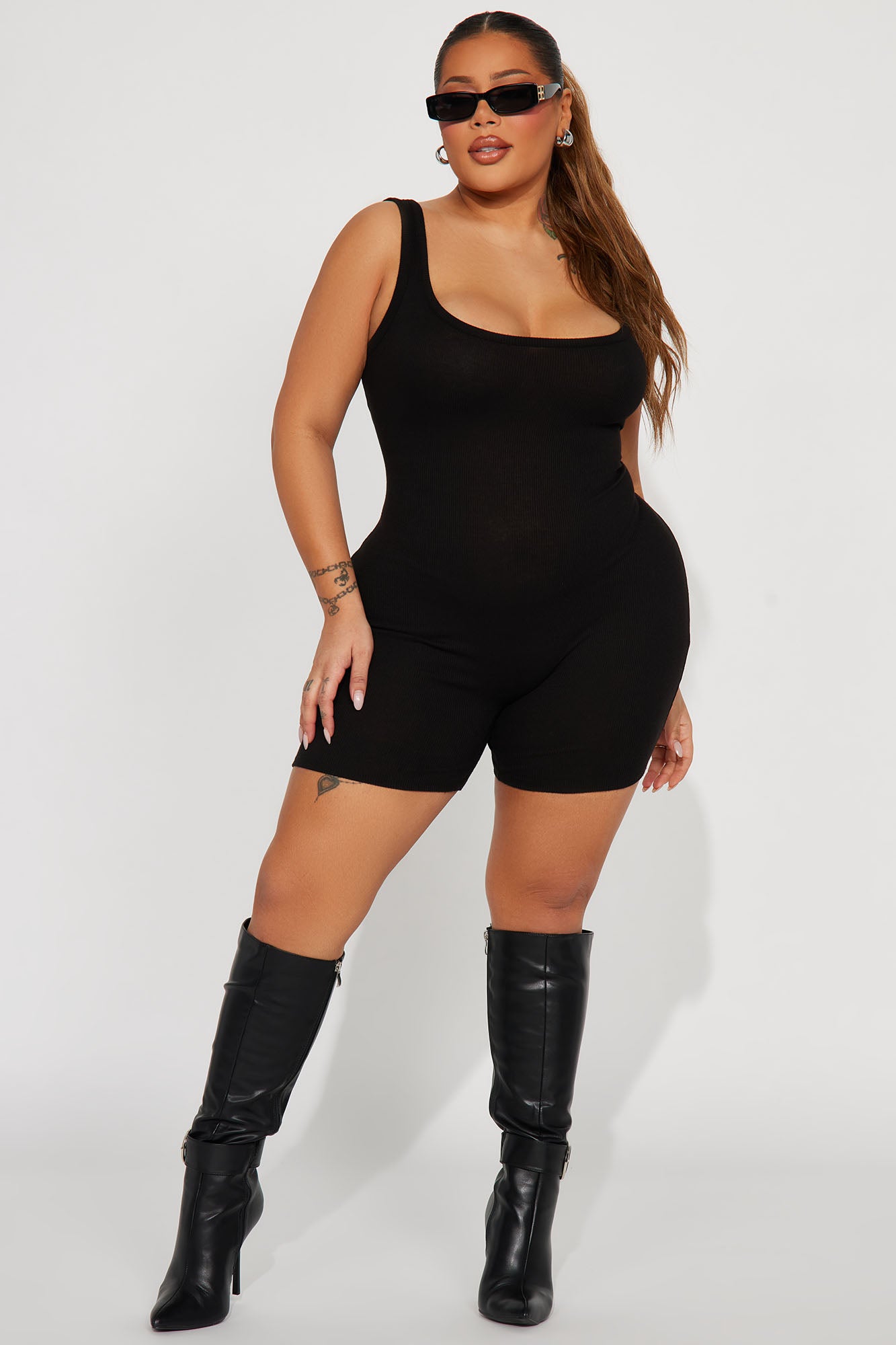Aideen Ribbed Romper - Black - Image 4