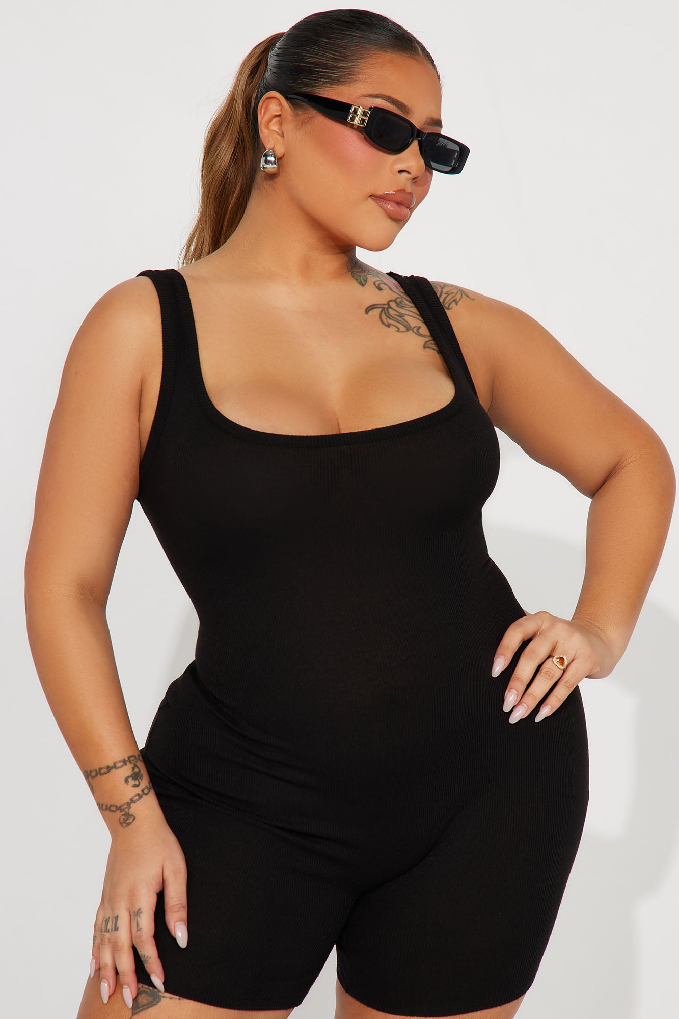 Aideen Ribbed Romper - Black - Image 5