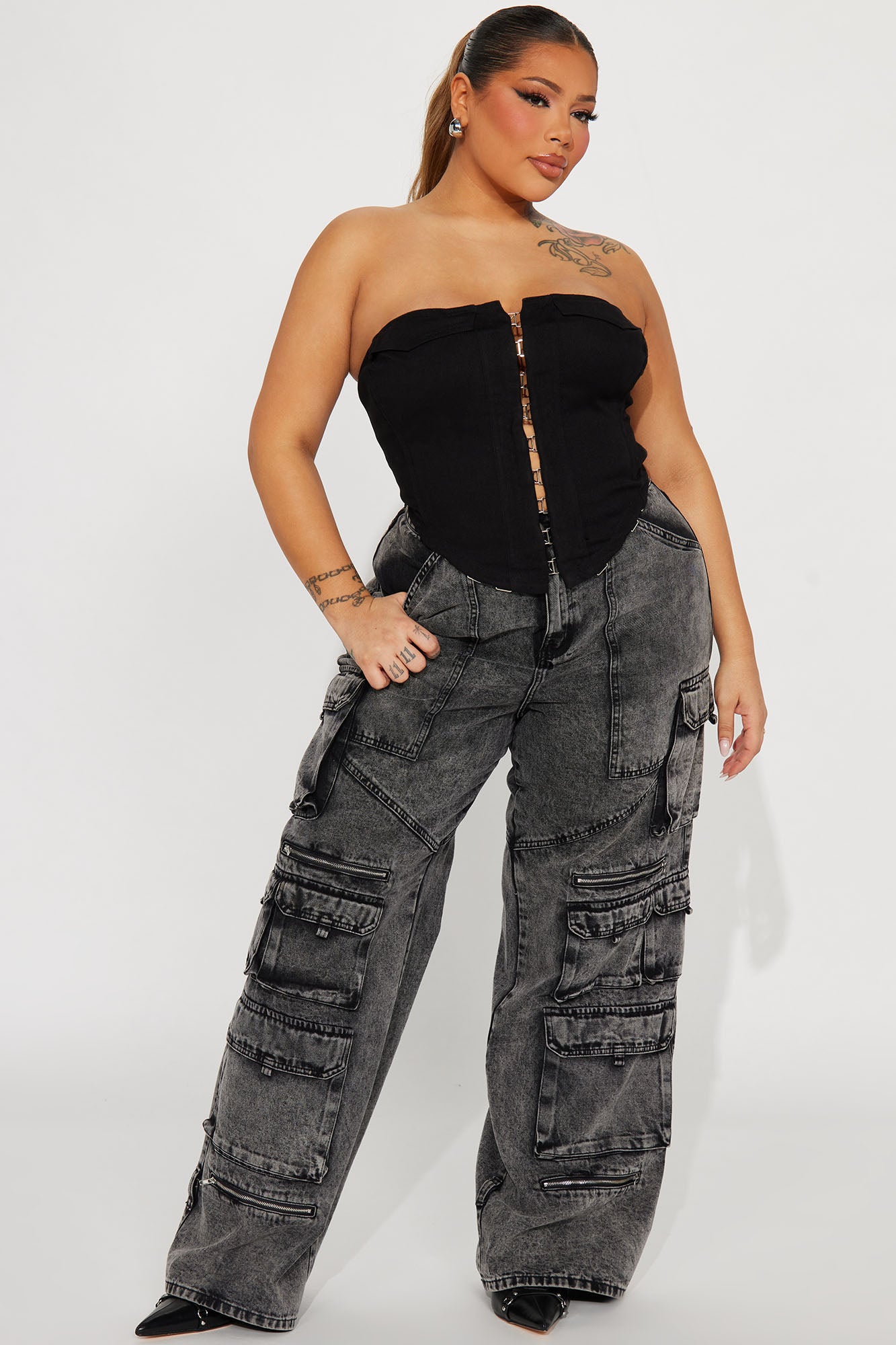 Danielle Denim Corset Top - Black - Image 6