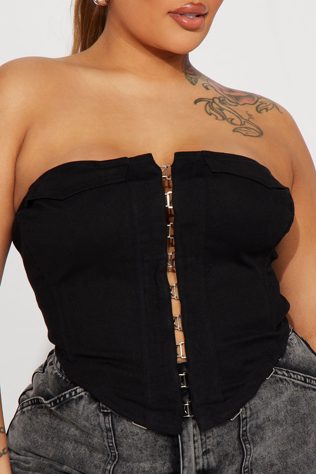 Danielle Denim Corset Top - Black - Image 7