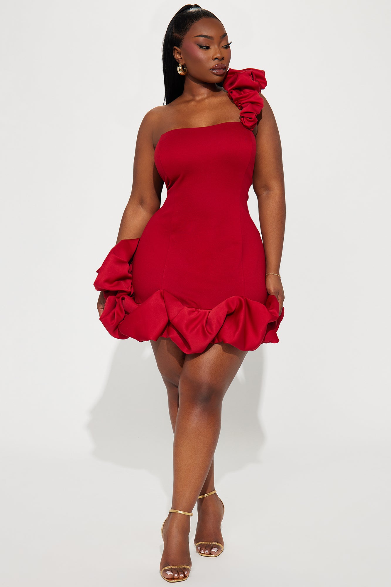 Wilma Ruffle Mini Dress - Red - Image 7