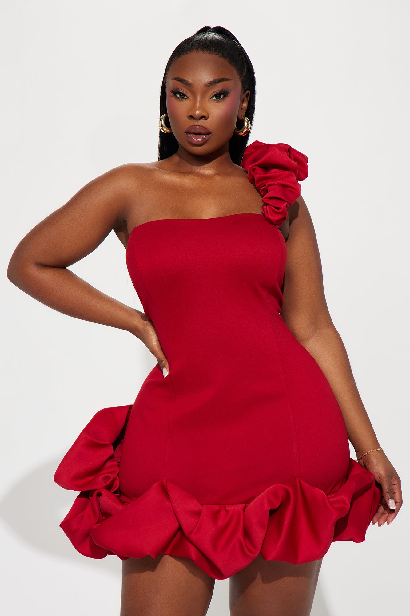 Wilma Ruffle Mini Dress - Red - Image 6