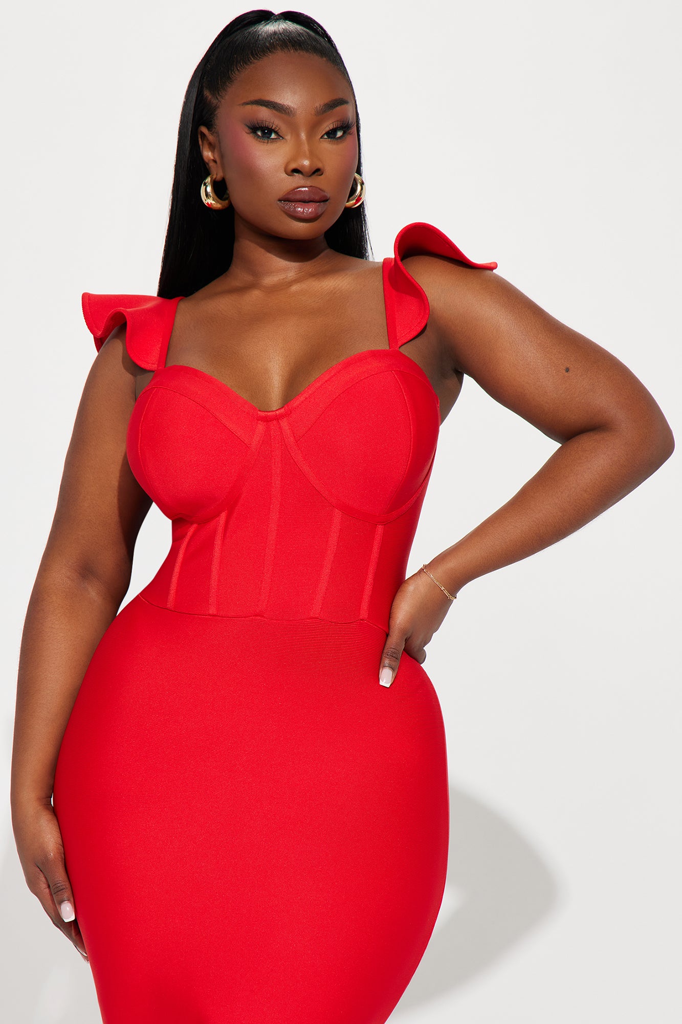 Alani Bandage Midi Dress - Red - Image 5