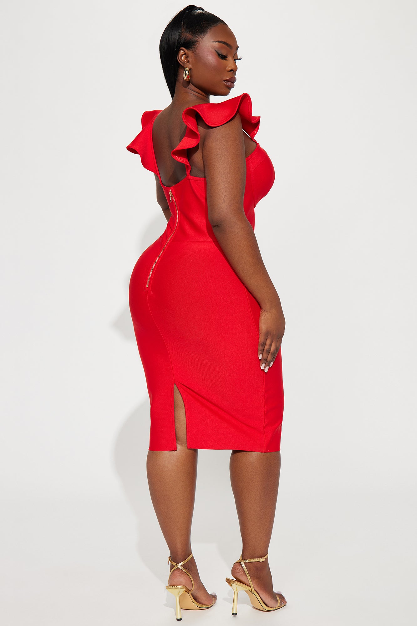 Alani Bandage Midi Dress - Red - Image 6
