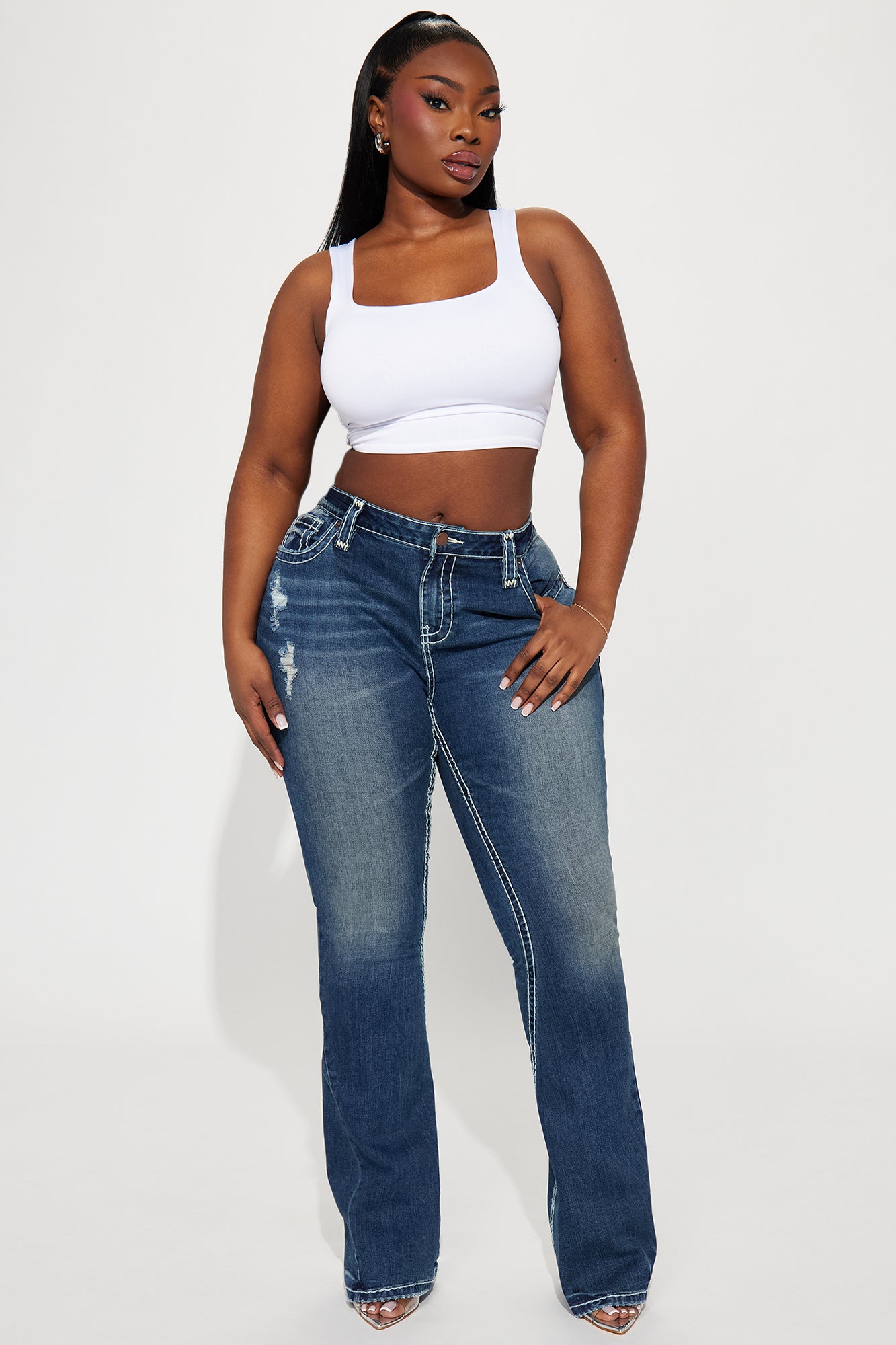 Not Playing Stretch Flare Jeans - Medium Wash - Image 5