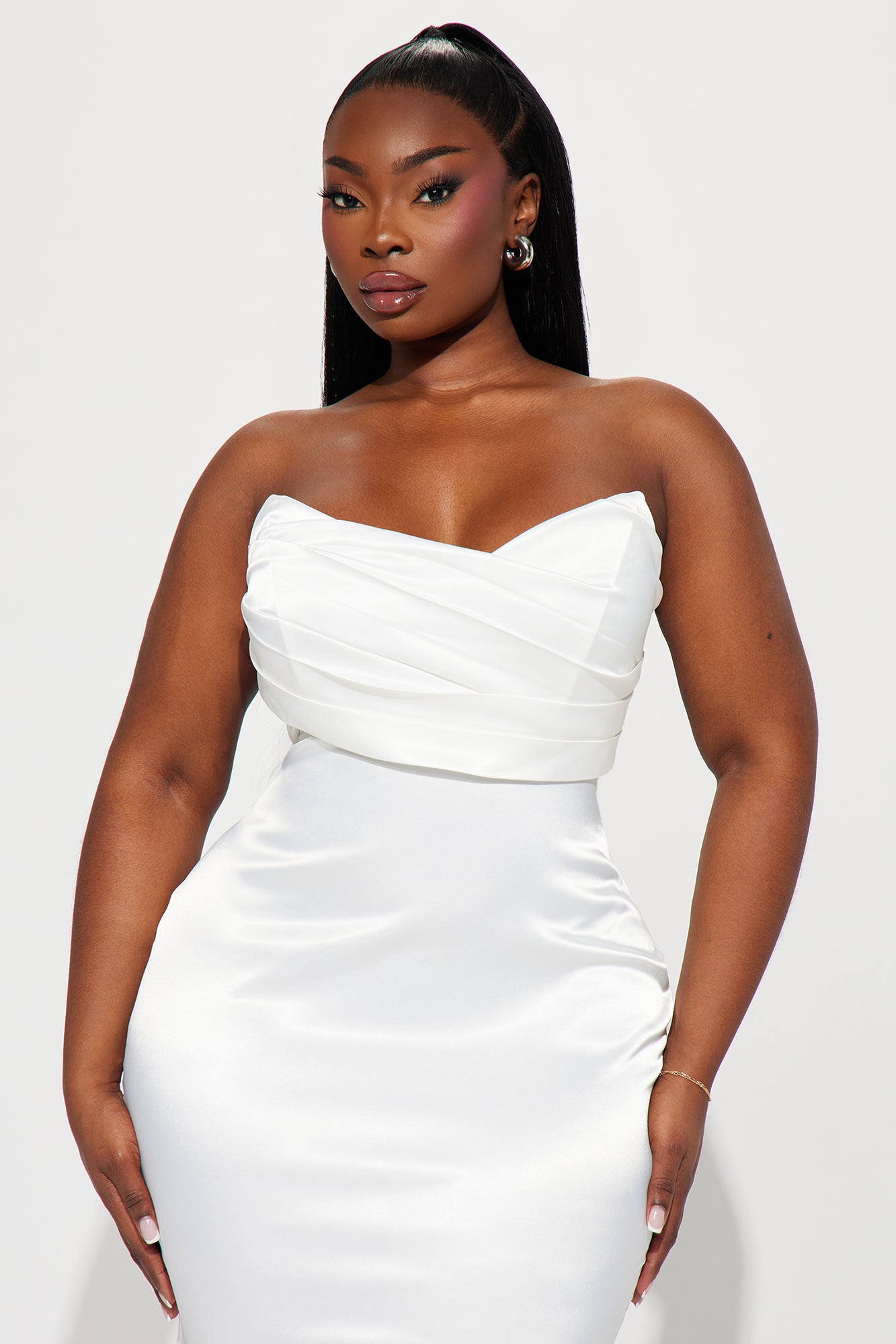 Naomi Satin Maxi Gown - White - Image 6