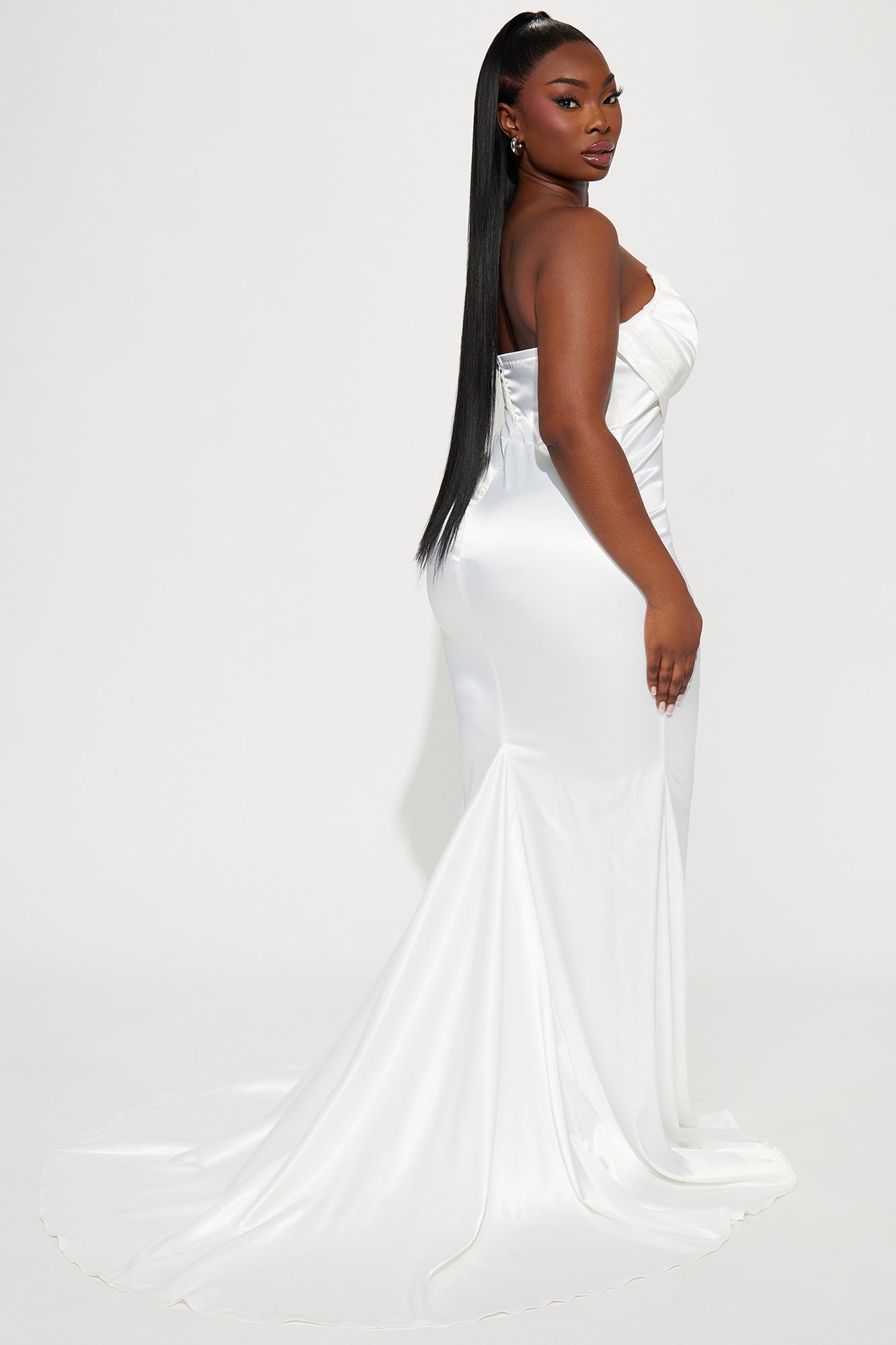 Naomi Satin Maxi Gown - White - Image 7