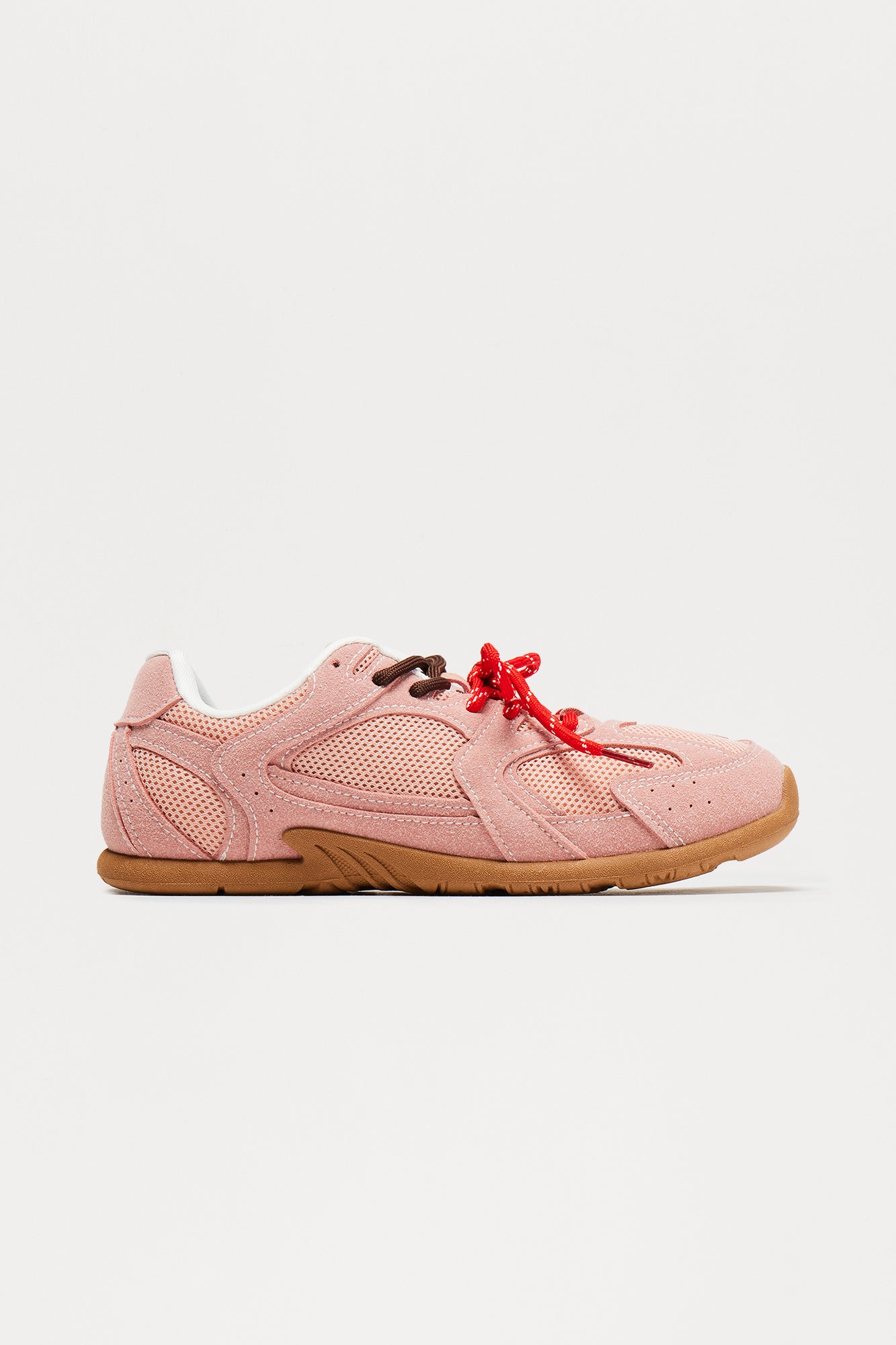 Garett Lace Up Faux Suede Sneakers - Blush - Image 4