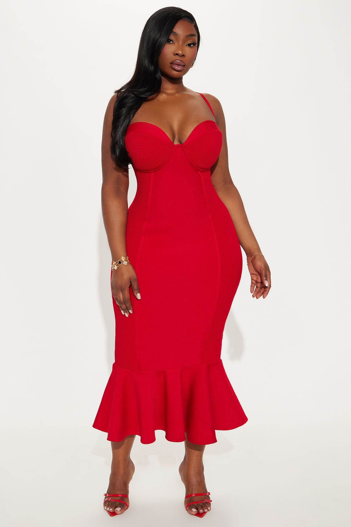 Speak The Truth Bandage Midi Dress - Red - Image 4