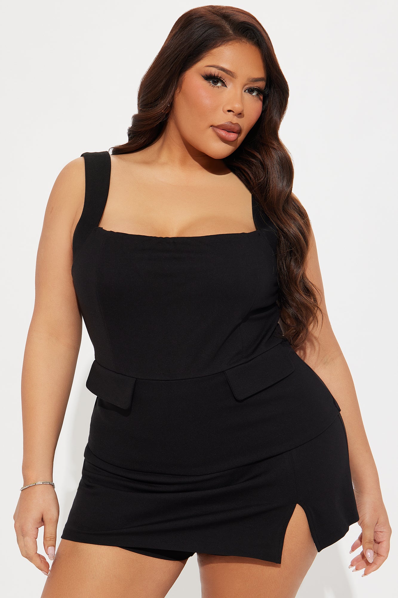 The Mia Double Lined Ponte Skort Set - Black - Image 4