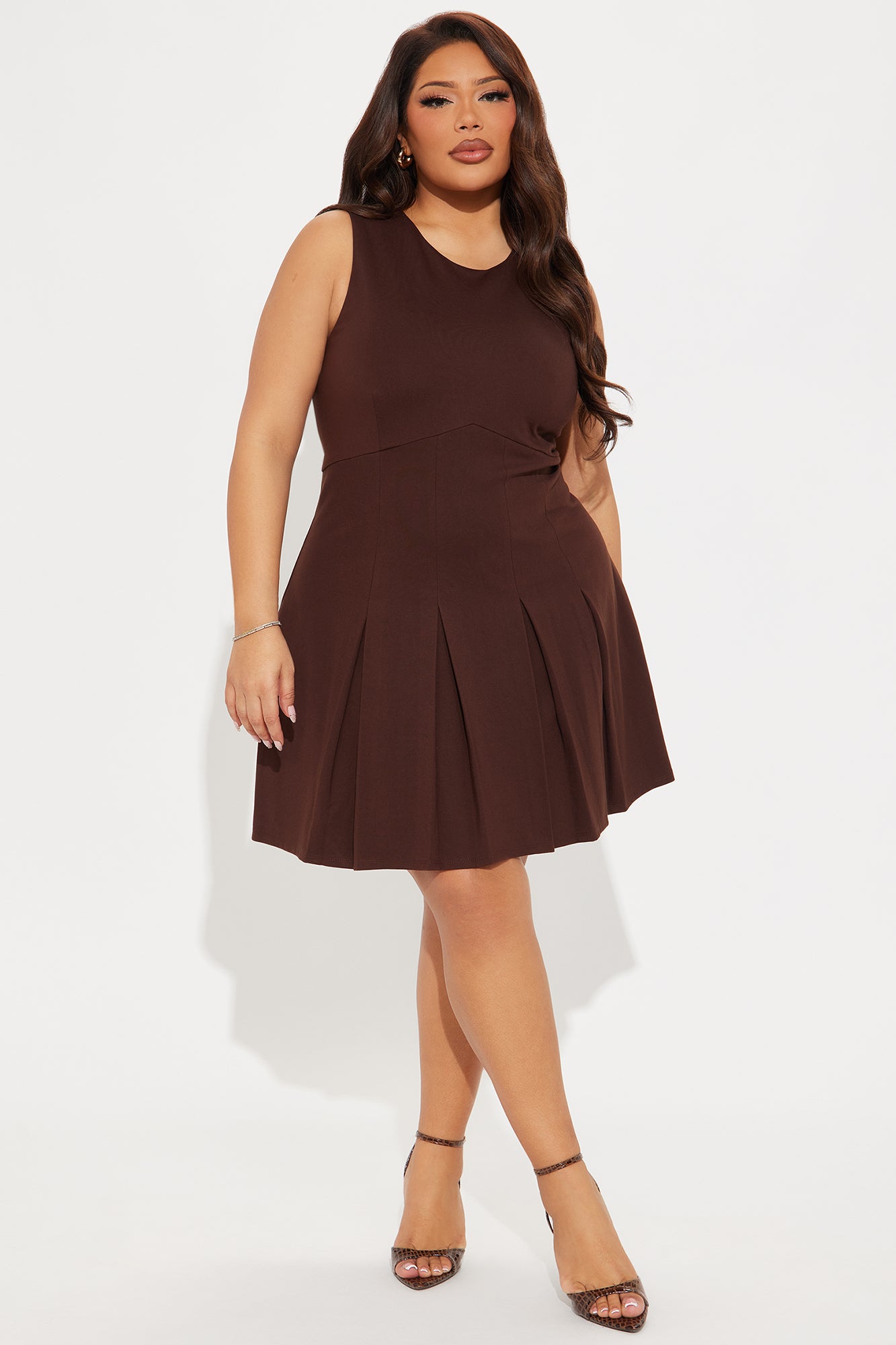 The Kayla Ponte Mini Dress - Chocolate - Image 5