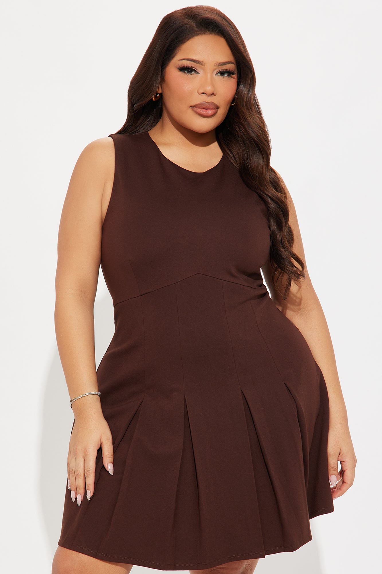 The Kayla Ponte Mini Dress - Chocolate - Image 4