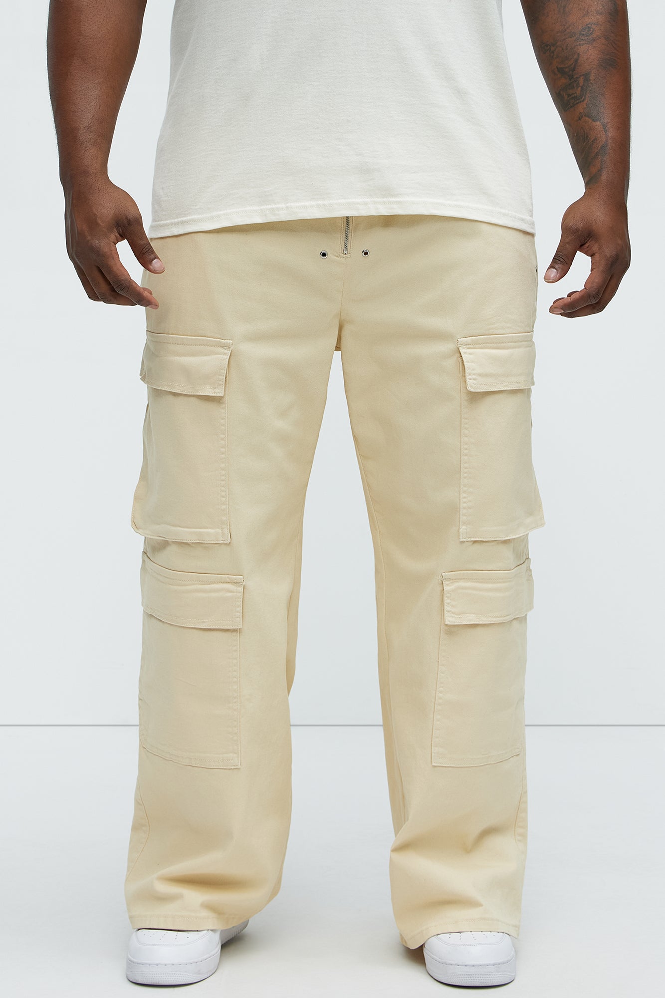 Exposed Zip Tech Cargo Pants - Khaki - Image 7