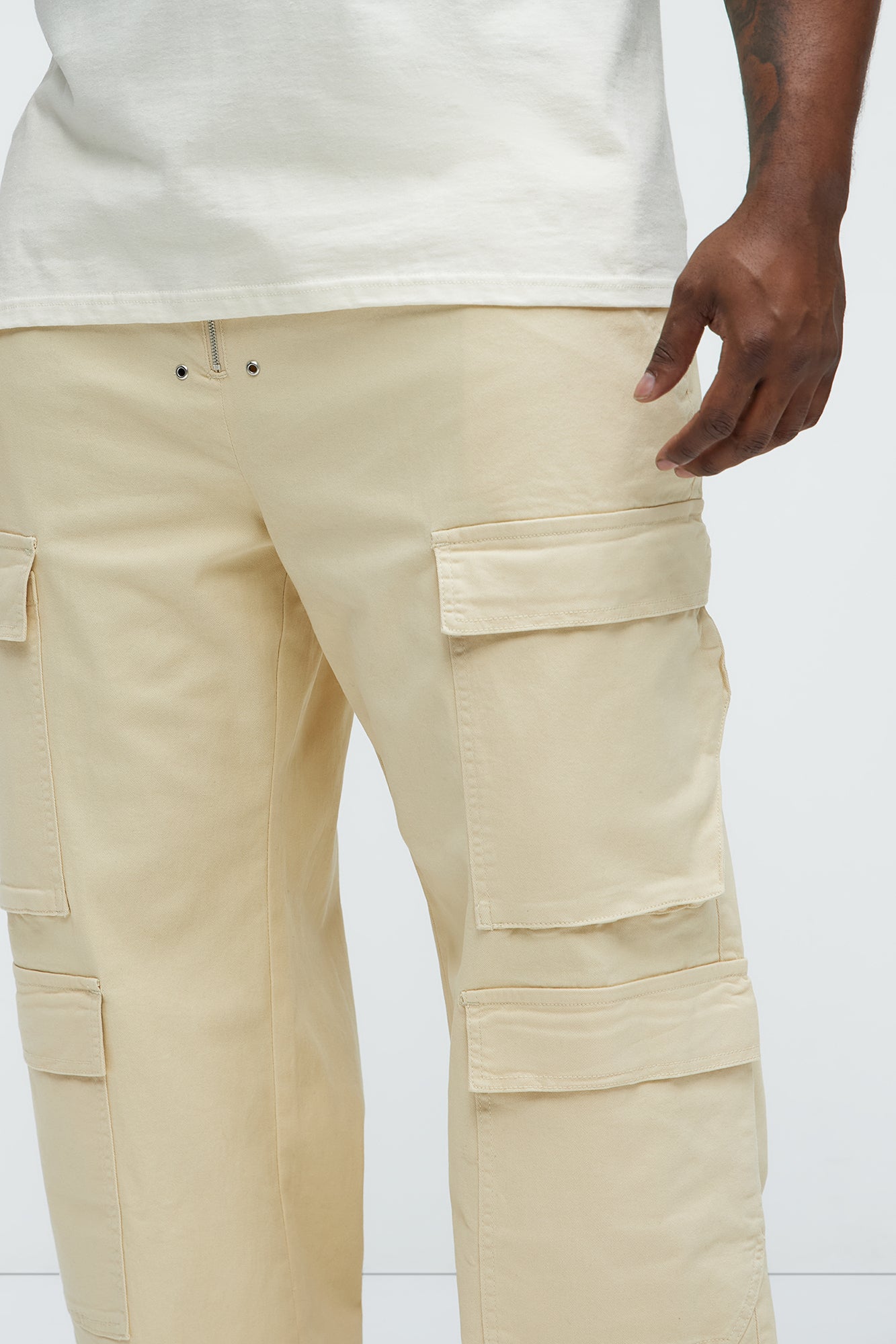 Exposed Zip Tech Cargo Pants - Khaki - Image 8