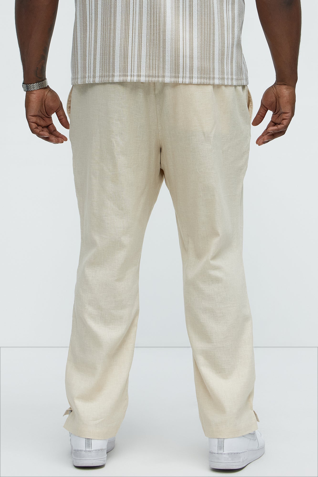 Bahamas Linen Slim Pull On Pants - Khaki - Image 9