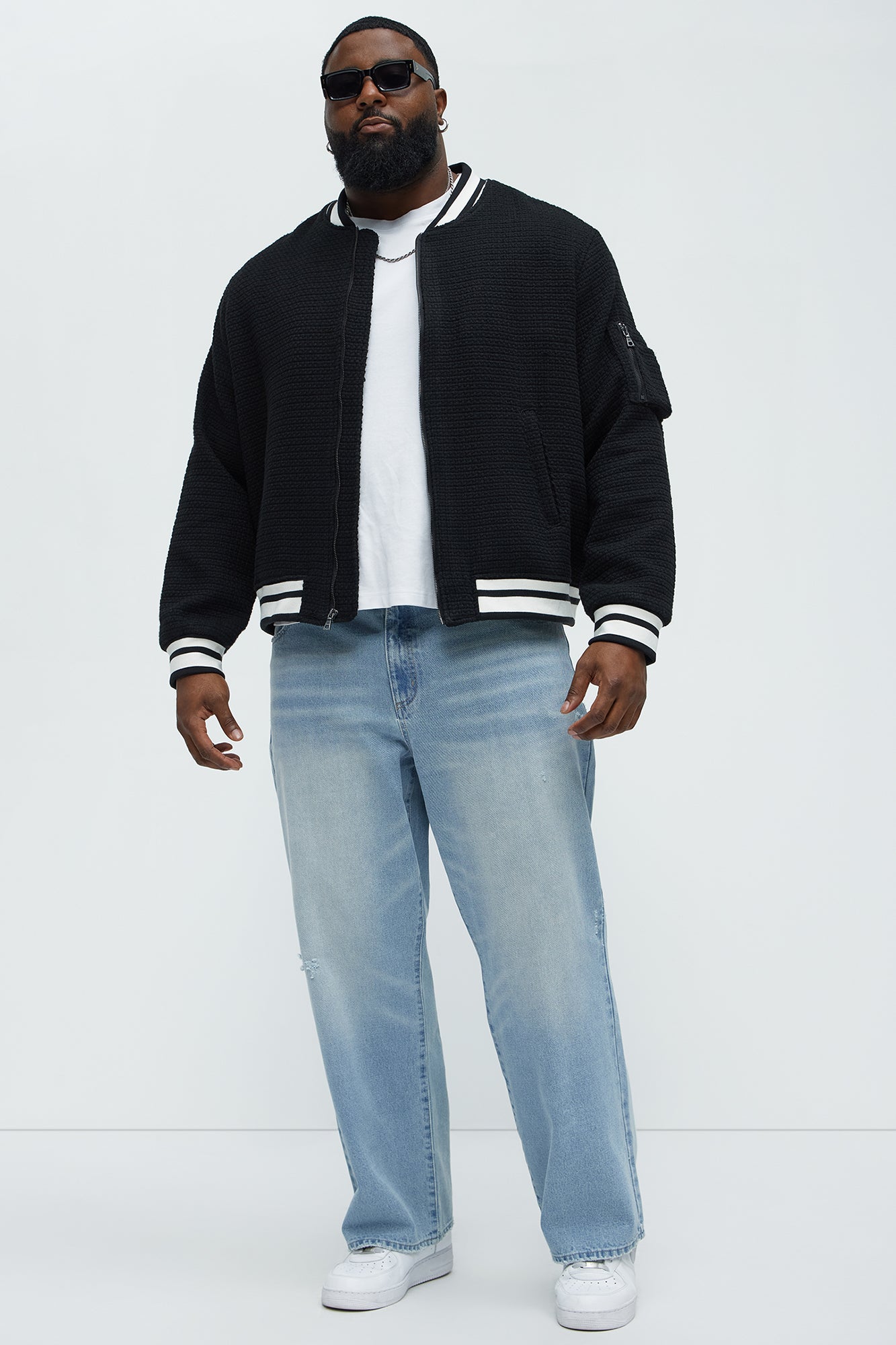 Charlie Tweed Bomber Jacket - Black - Image 7