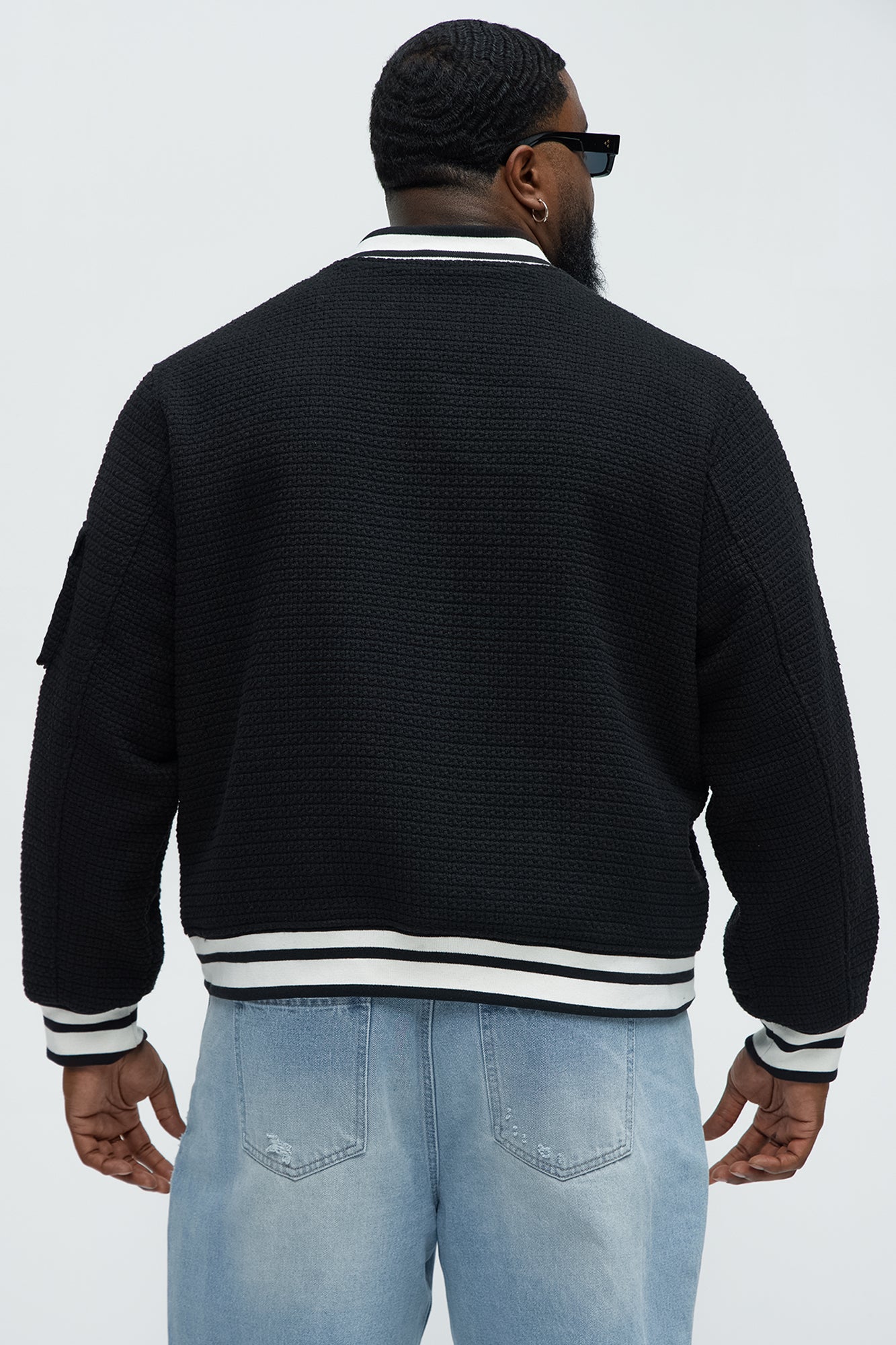 Charlie Tweed Bomber Jacket - Black - Image 10