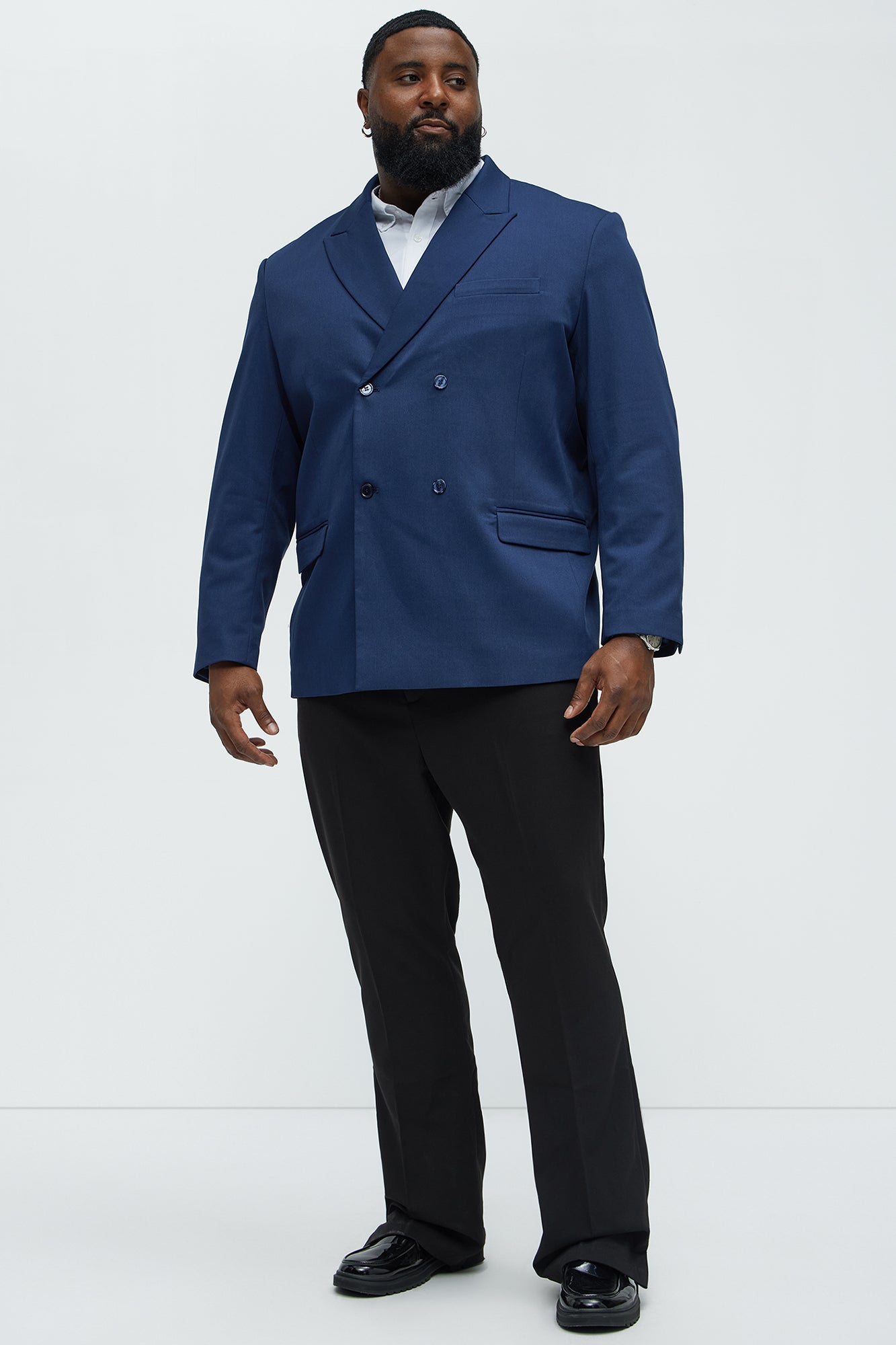 Gabardine Double Breasted Blazer - Navy - Image 6
