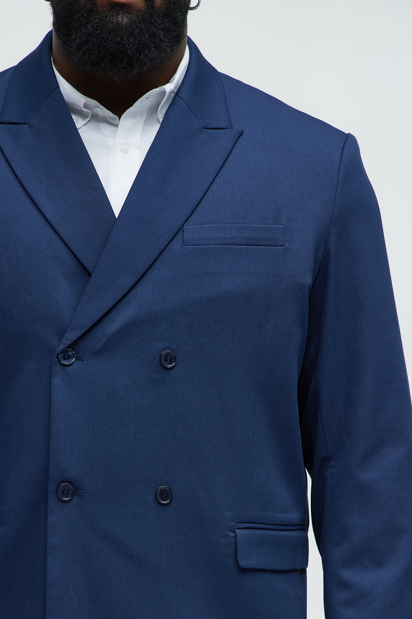 Gabardine Double Breasted Blazer - Navy - Image 7