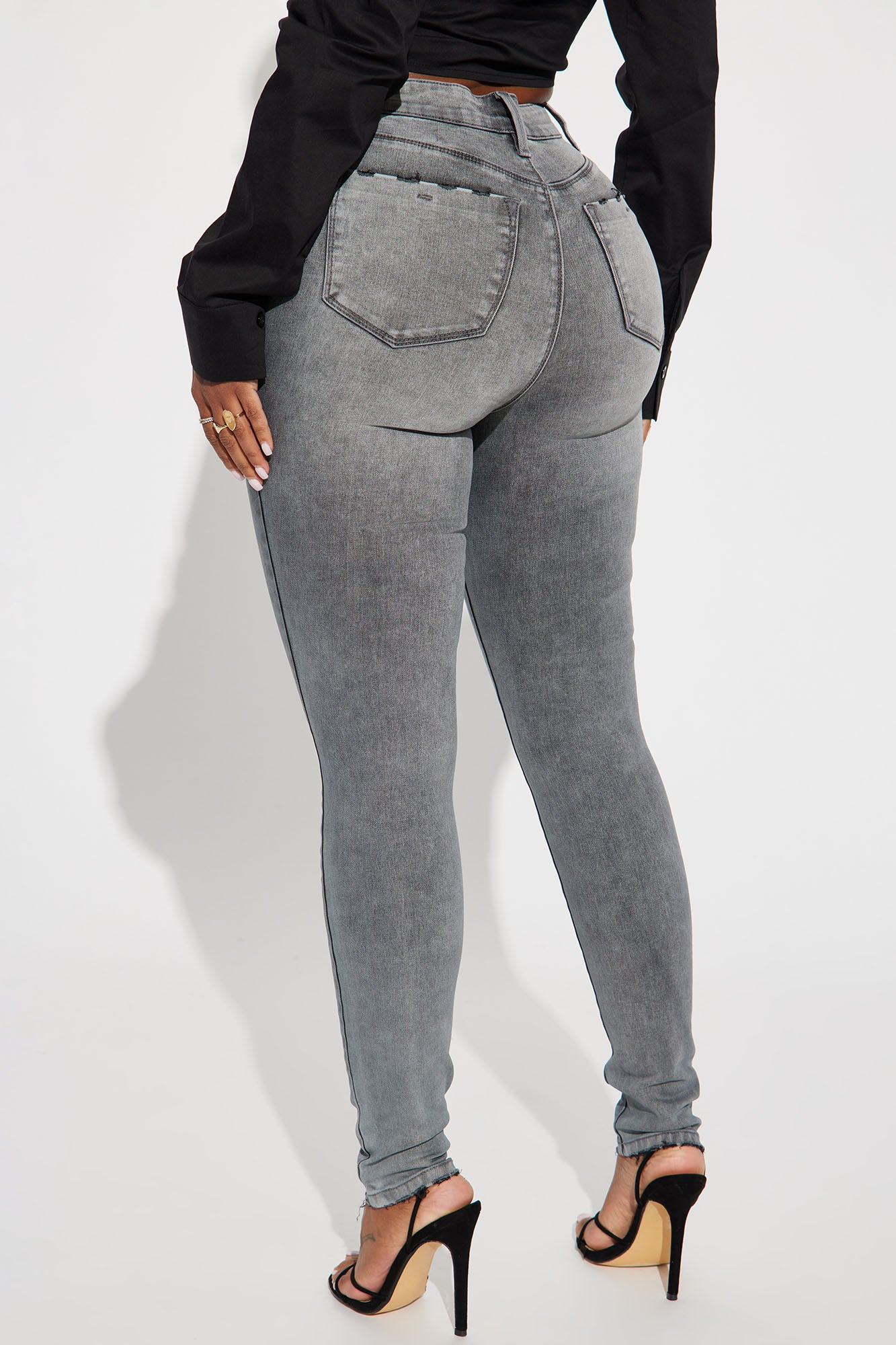 On The List Deluxe Stretch Skinny Jean - Grey - Image 3