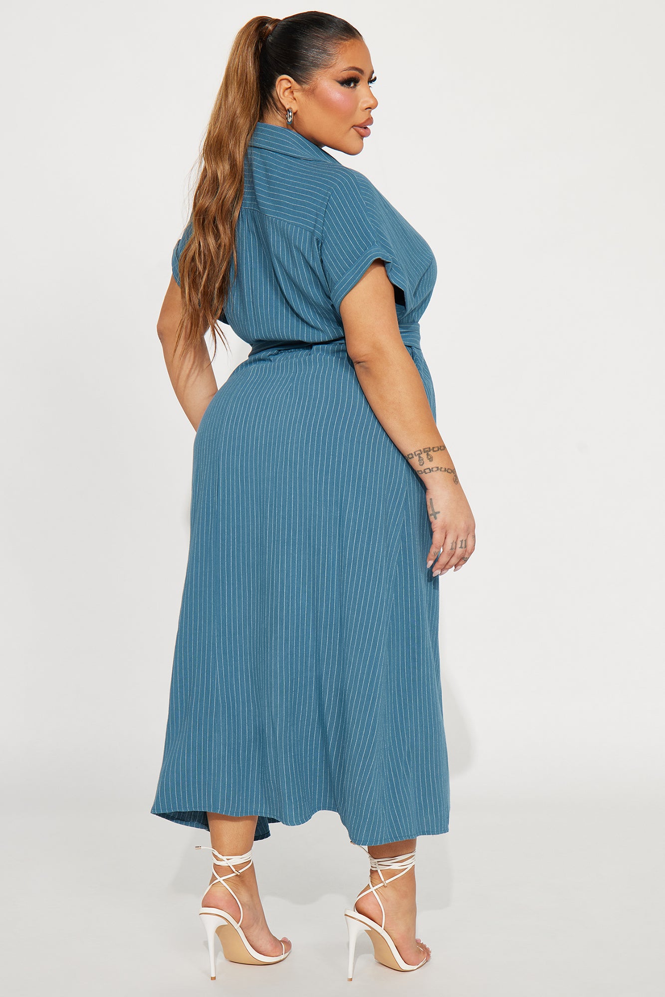 Eliza Button Up Maxi Dress - Blue - Image 6