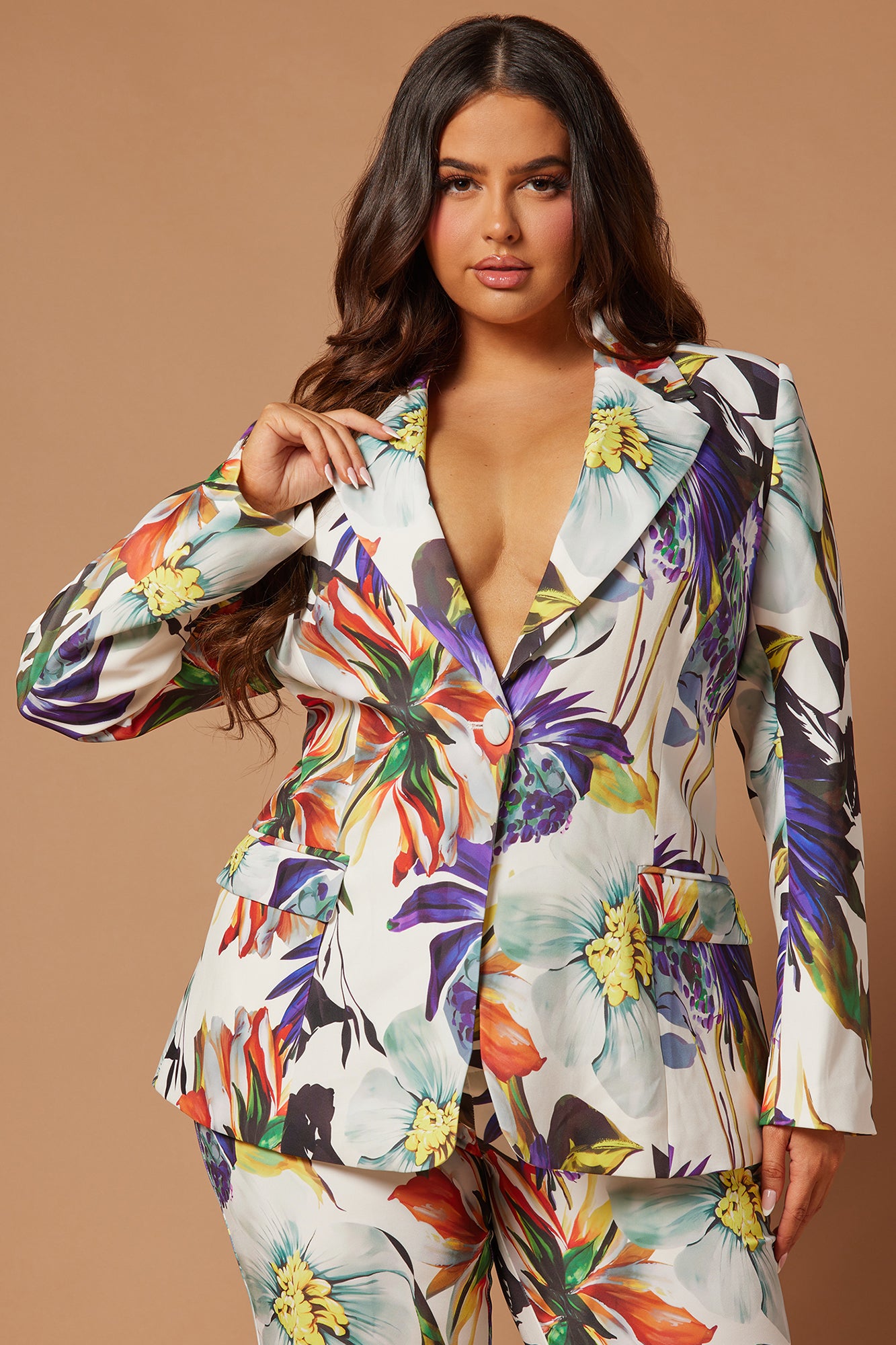Liliana Floral Blazer Suit Set - White/combo - Image 8