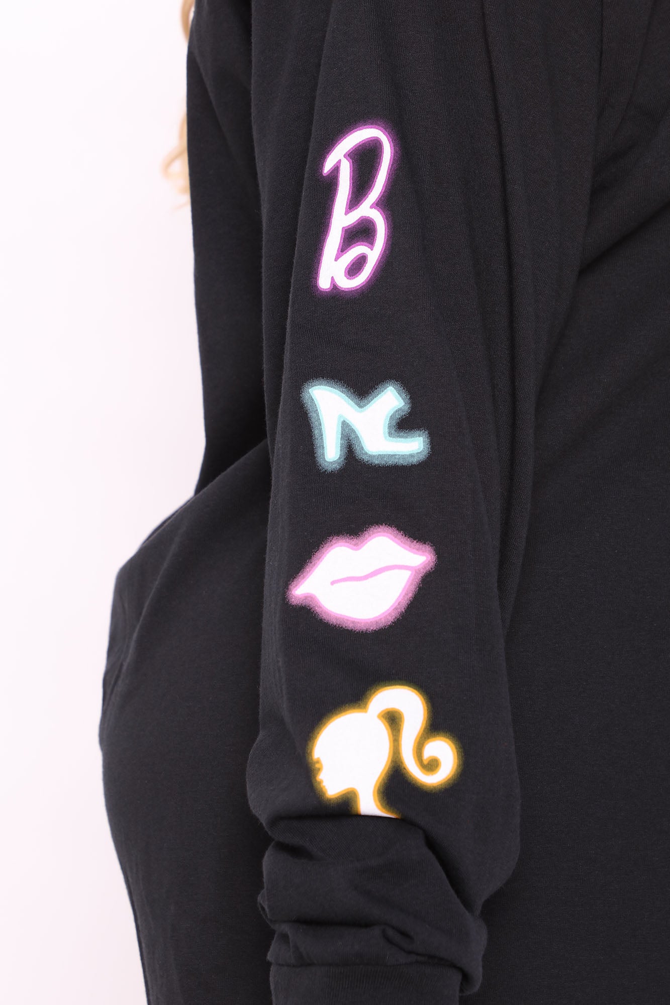 Let's Go Party Barbie Long Sleeve Top - Black - Image 7