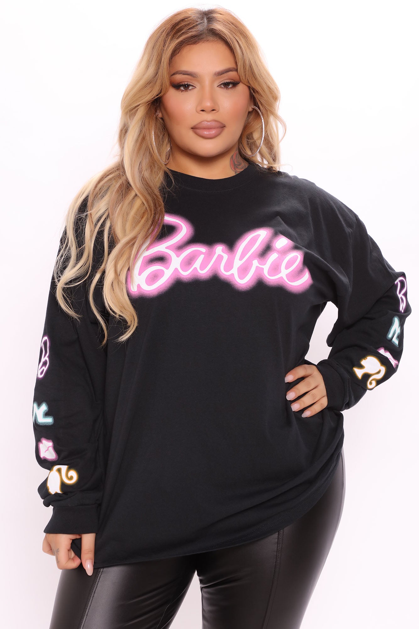 Let's Go Party Barbie Long Sleeve Top - Black - Image 5
