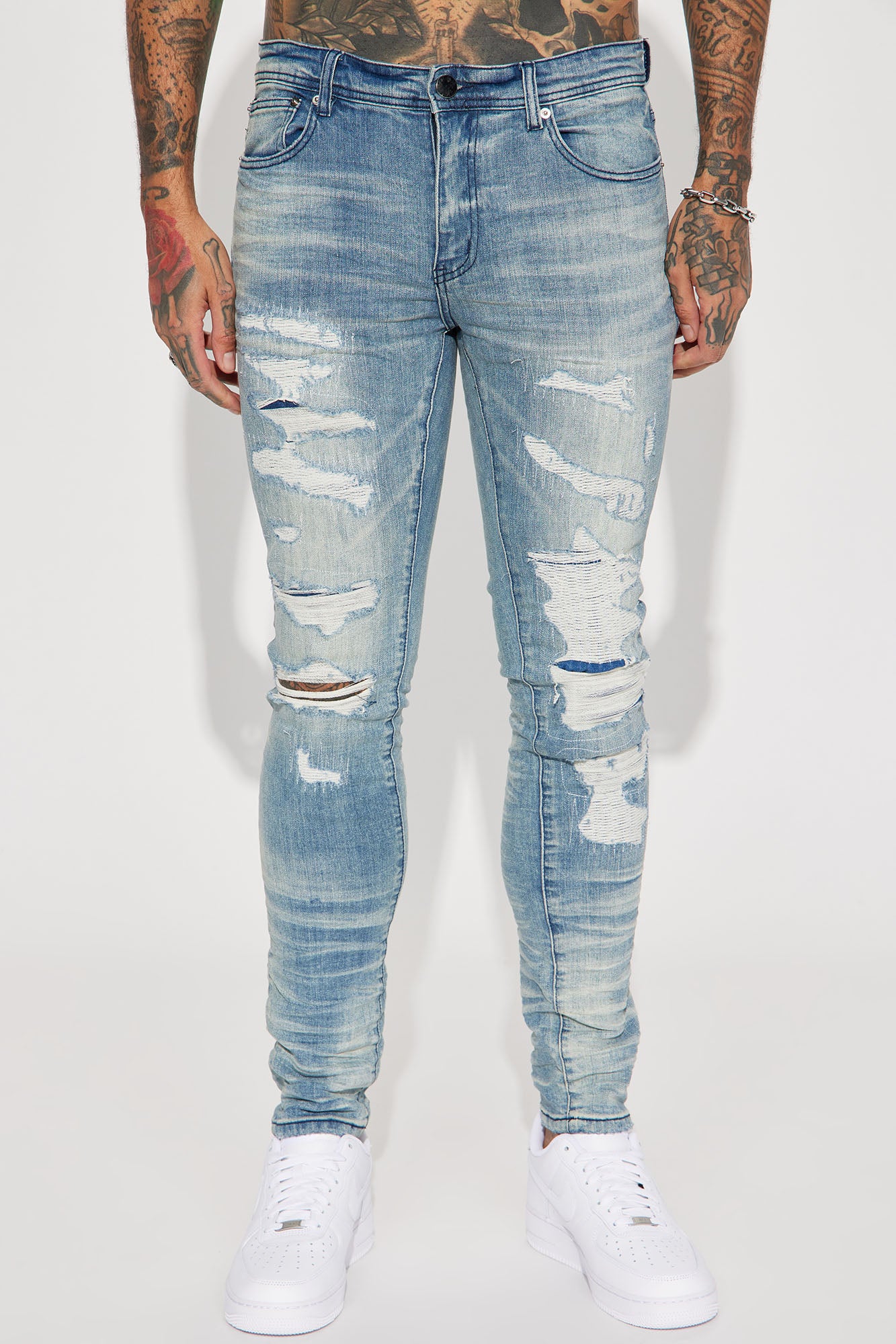 For The Fame Stacked Skinny Jeans - Light Wash - Image 4
