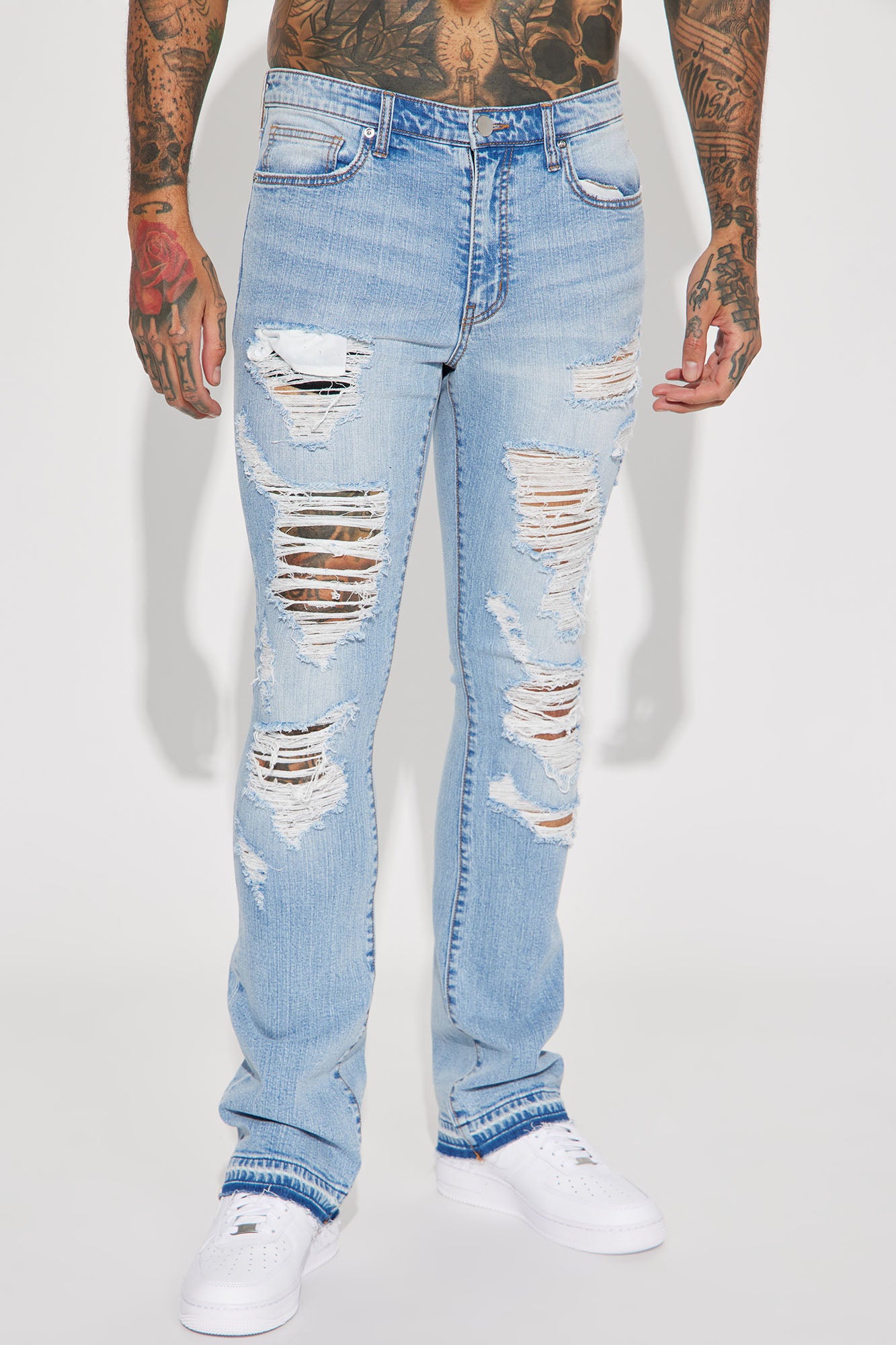 Innovative Stacked Skinny Flare Jeans - Medium Wash - Image 4