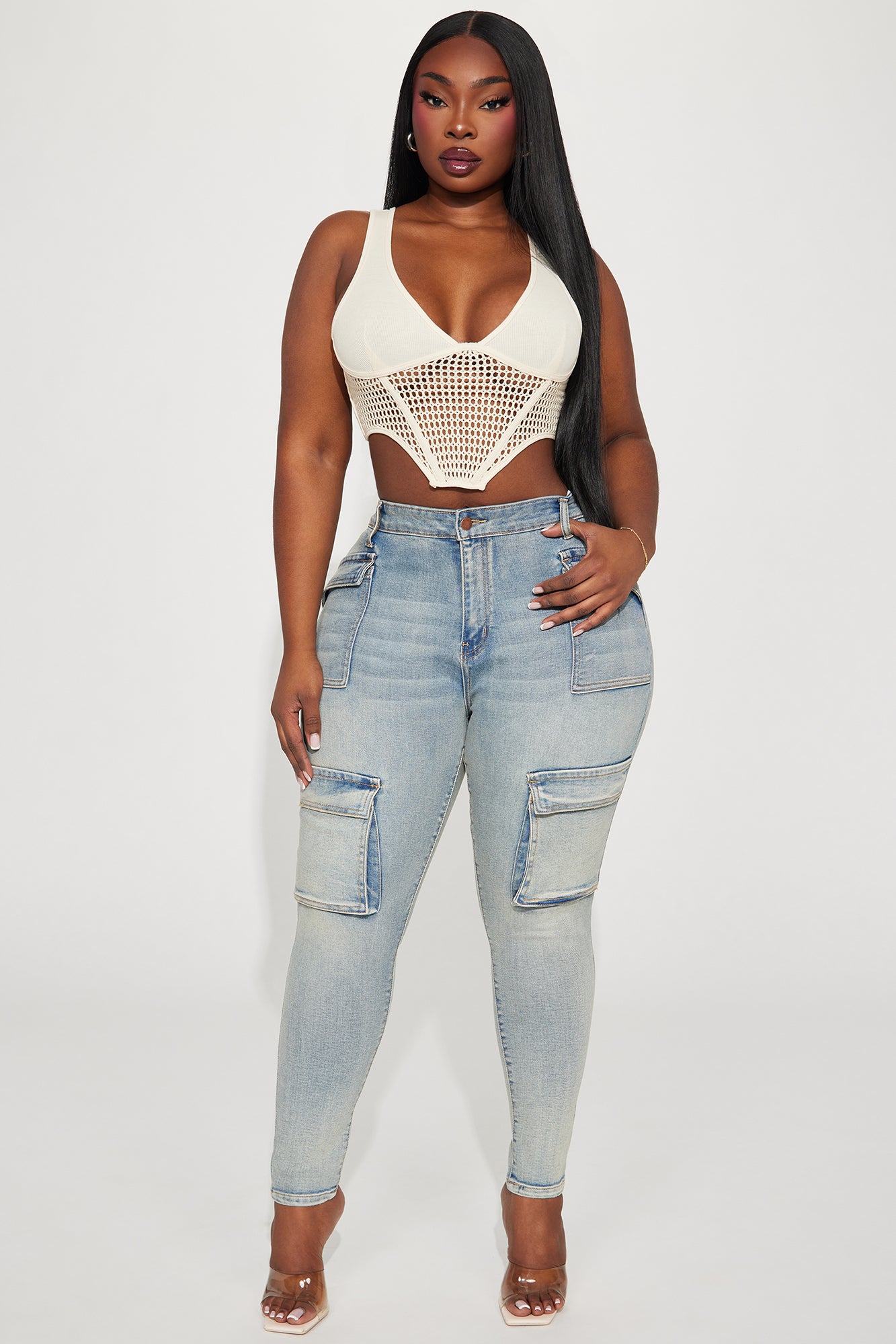 If You Know Cargo Skinny Jeans - Vintage Wash - Image 5