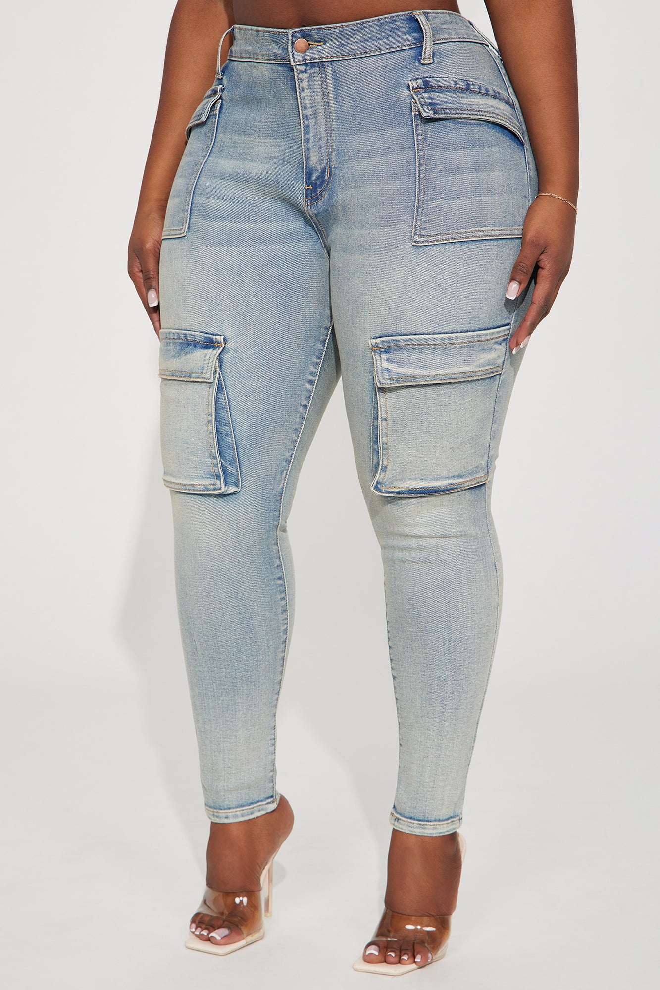 If You Know Cargo Skinny Jeans - Vintage Wash - Image 6