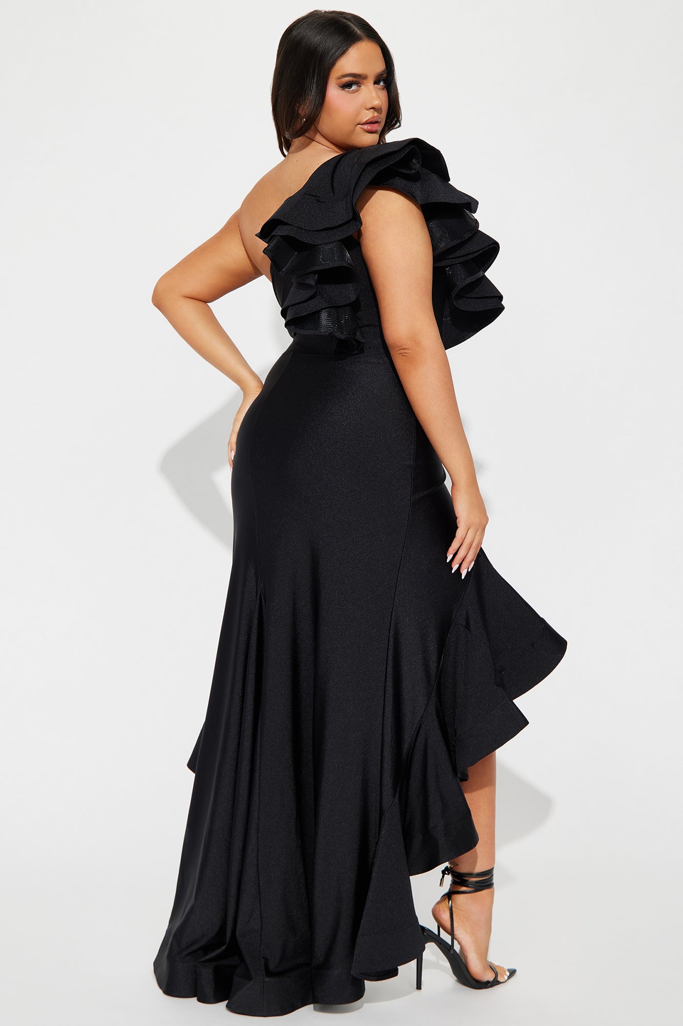 Rebecca Ruffle Gown - Black - Image 6