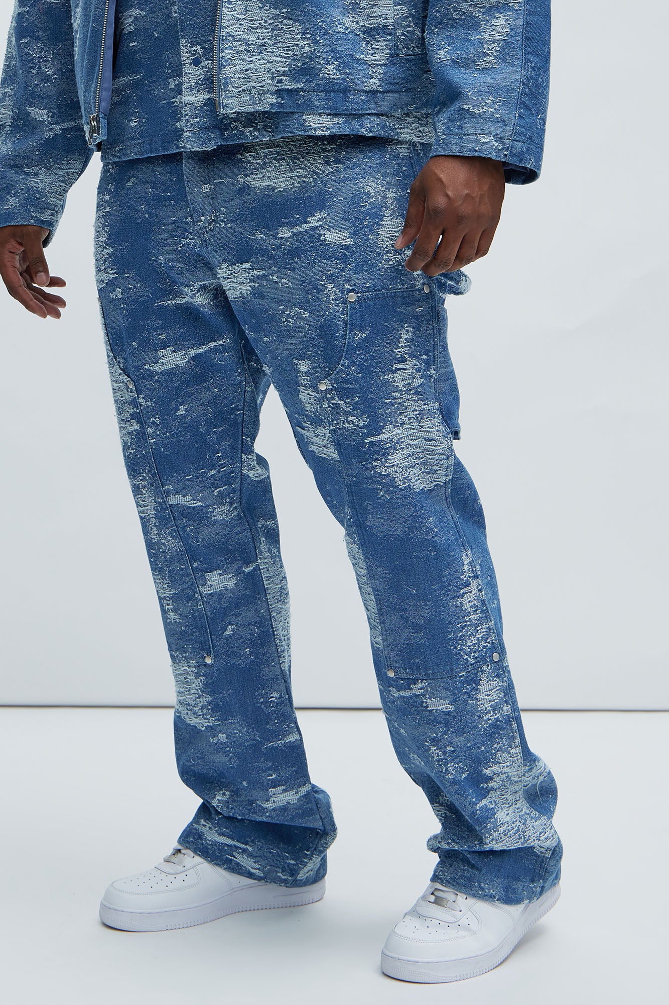 Cloud 9 Textured Slim Flare Carpenter Jeans - Light Blue - Image 5