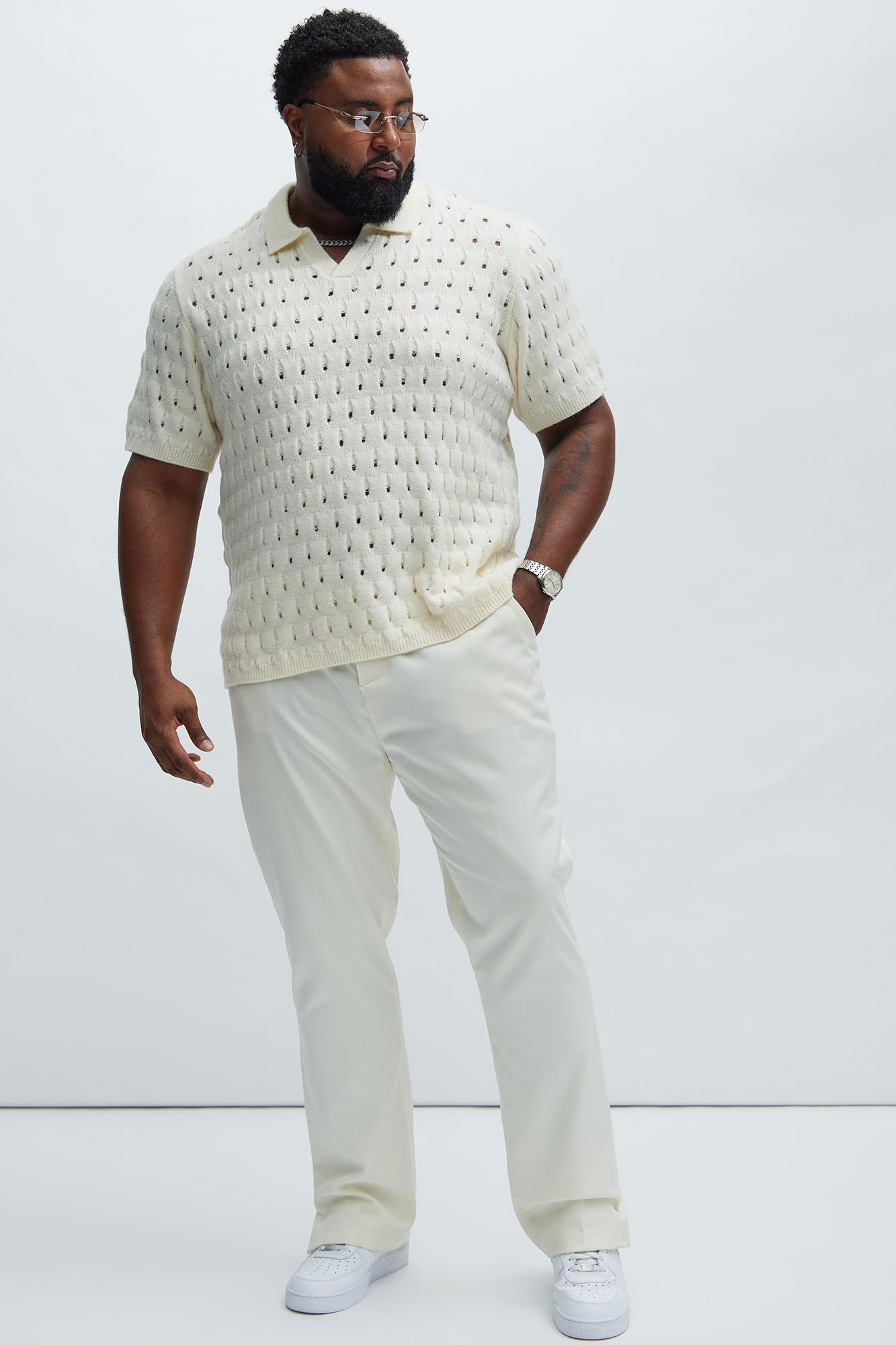 Jaxton Textured Polo - Cream - Image 6