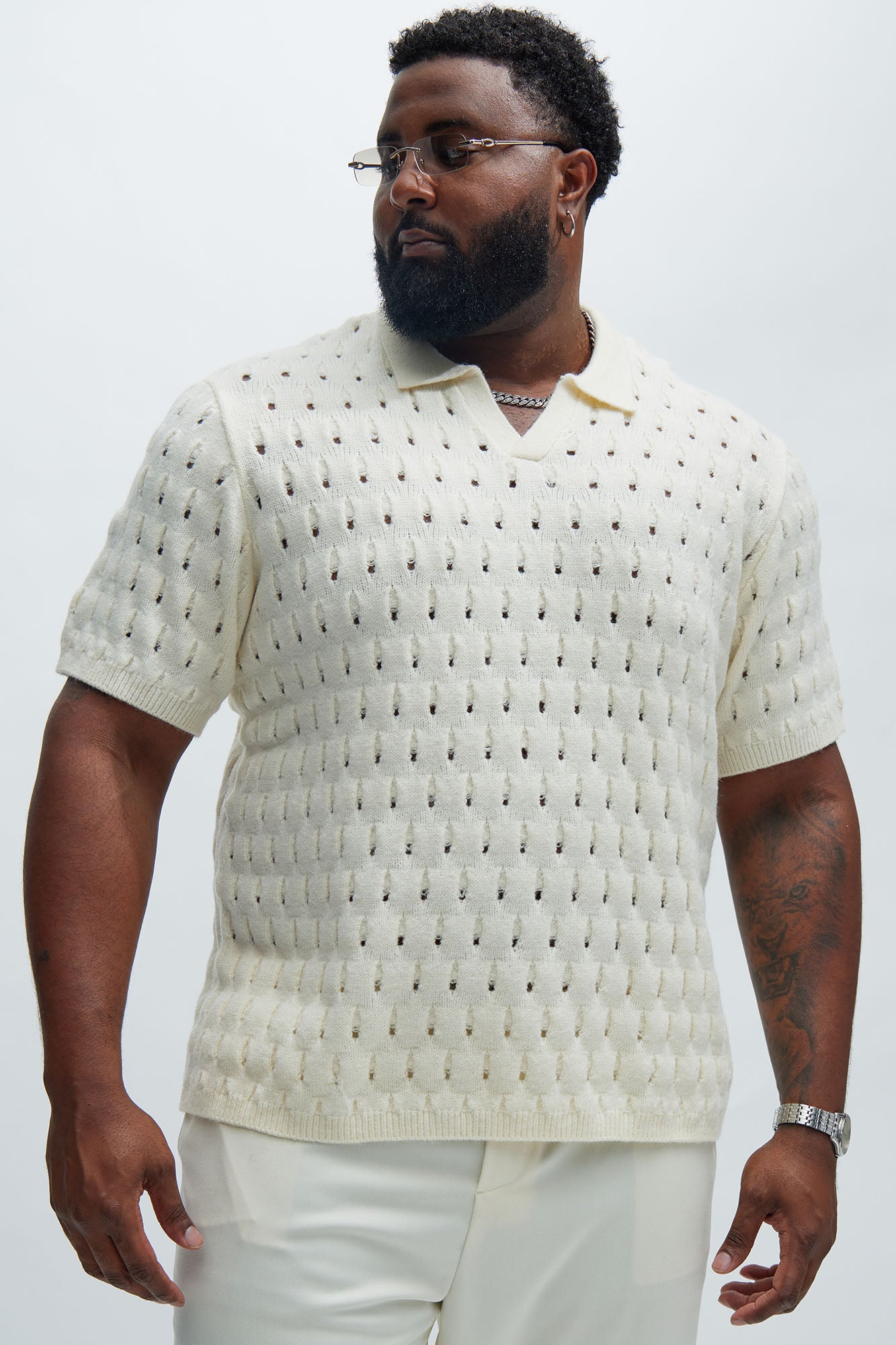 Jaxton Textured Polo - Cream - Image 5
