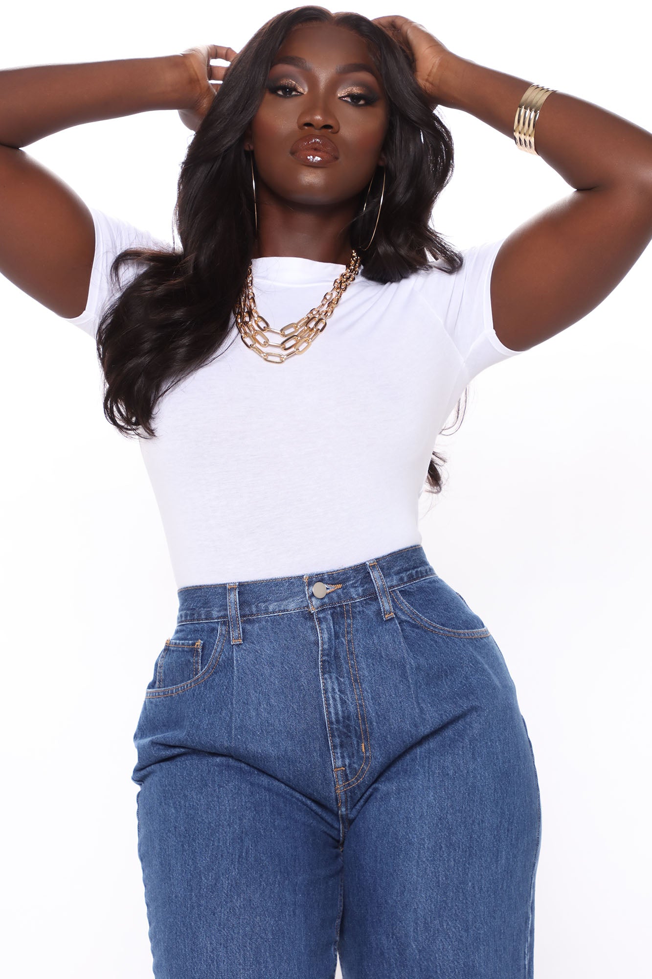 Basic Mock Neck Bodysuit - White - Image 3